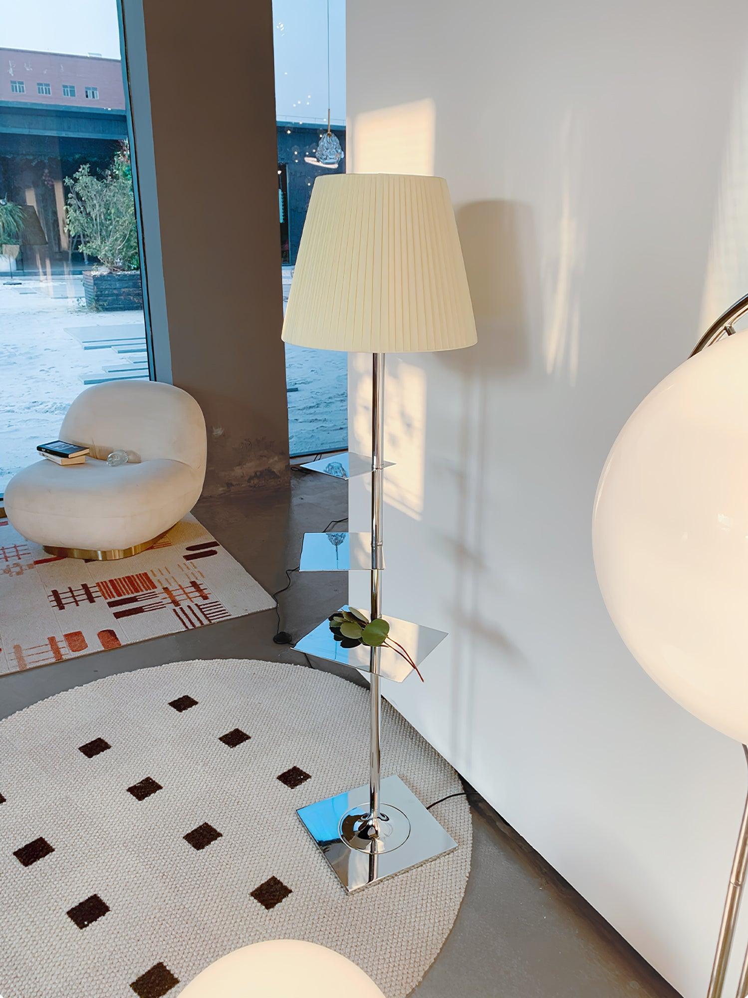 Chrome Prism Side Table Floor Lamp - Lumpaz