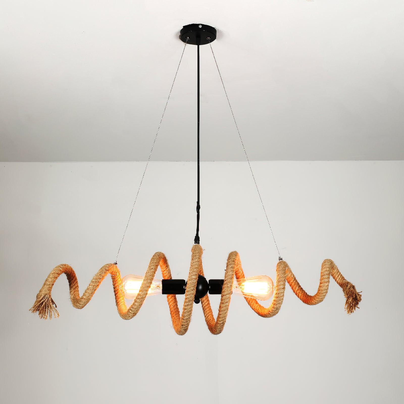 Hemp Rope Industrial Spiral Chandelier - Lumpaz