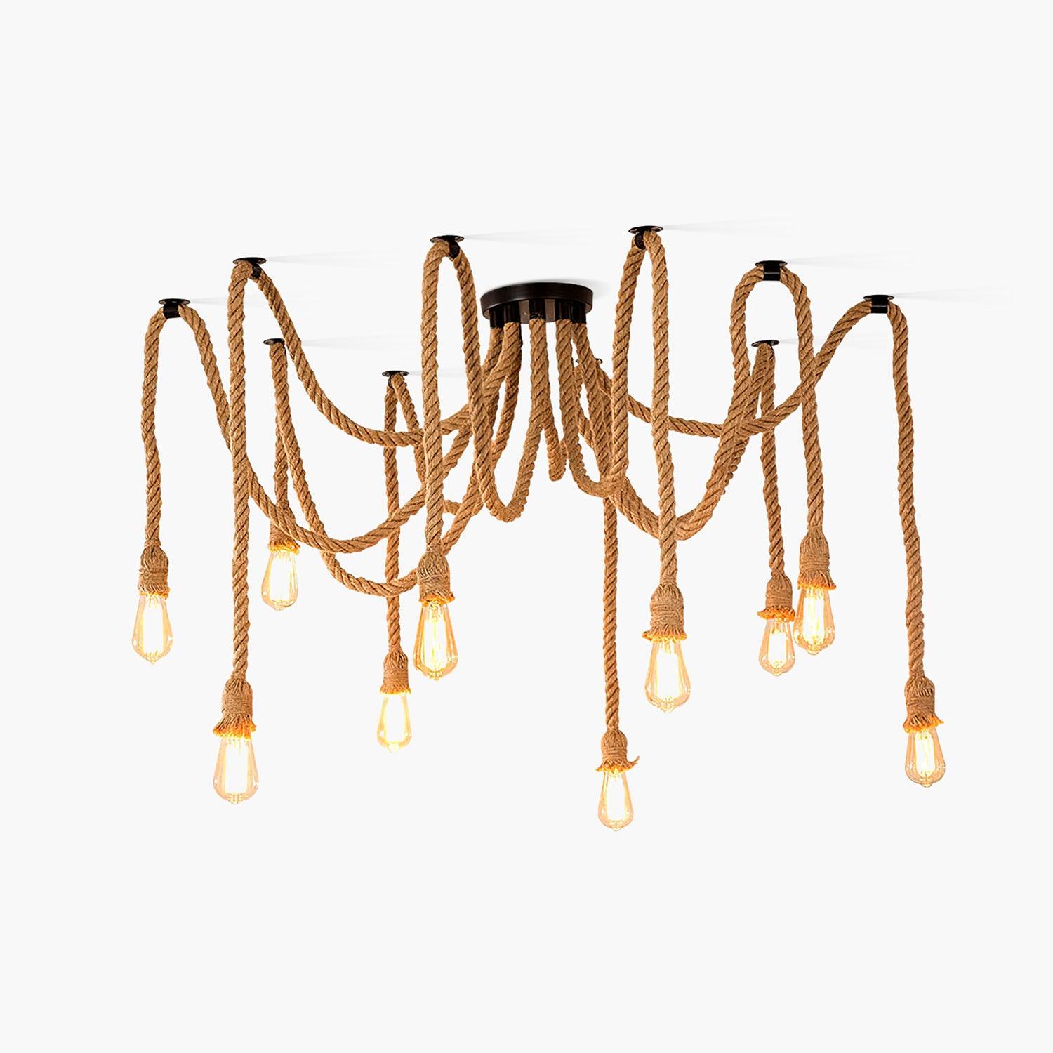 Hemp Rope Scattered Flower Chandelier - Lumpaz