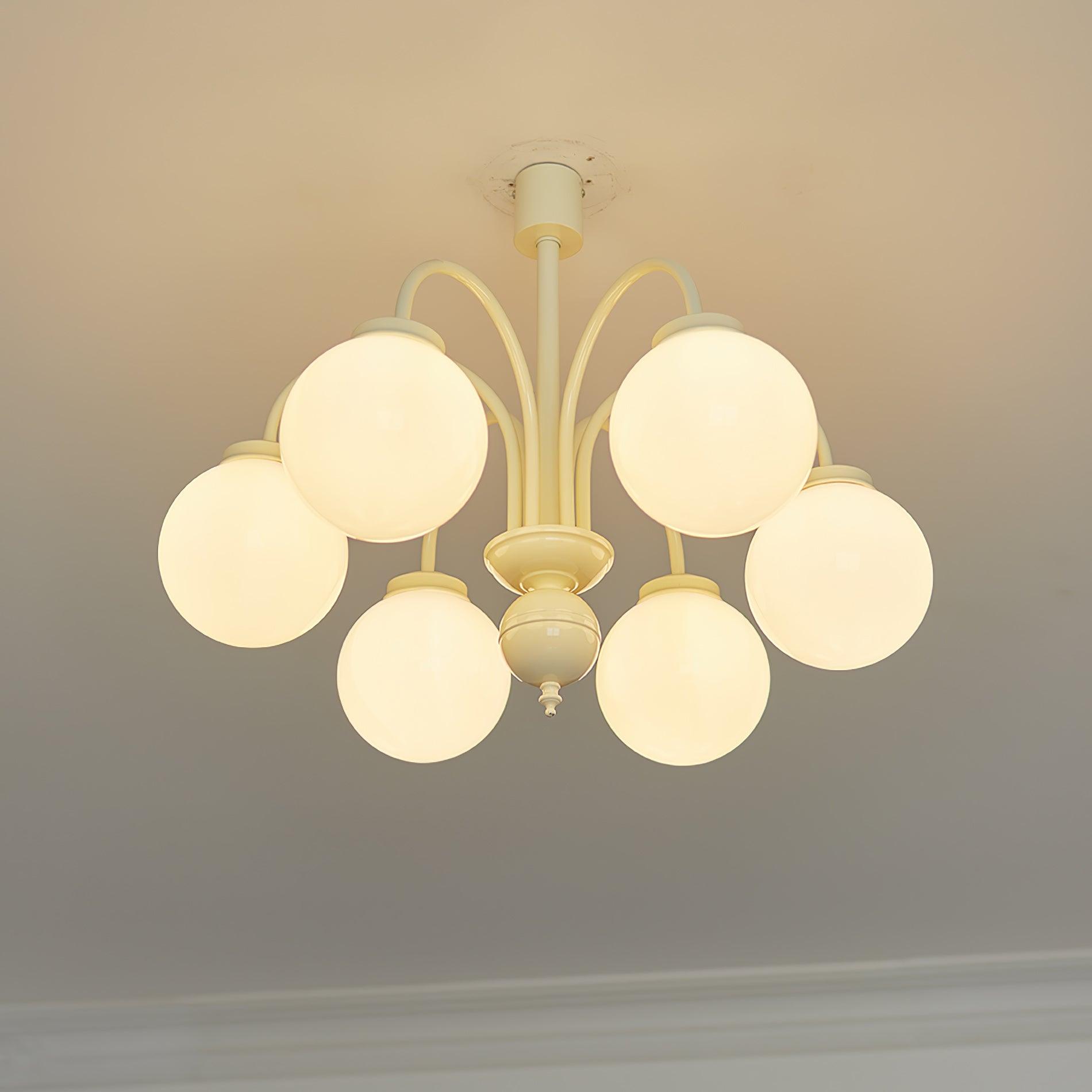 Cream Glass Sphere Chandelier - Lumpaz