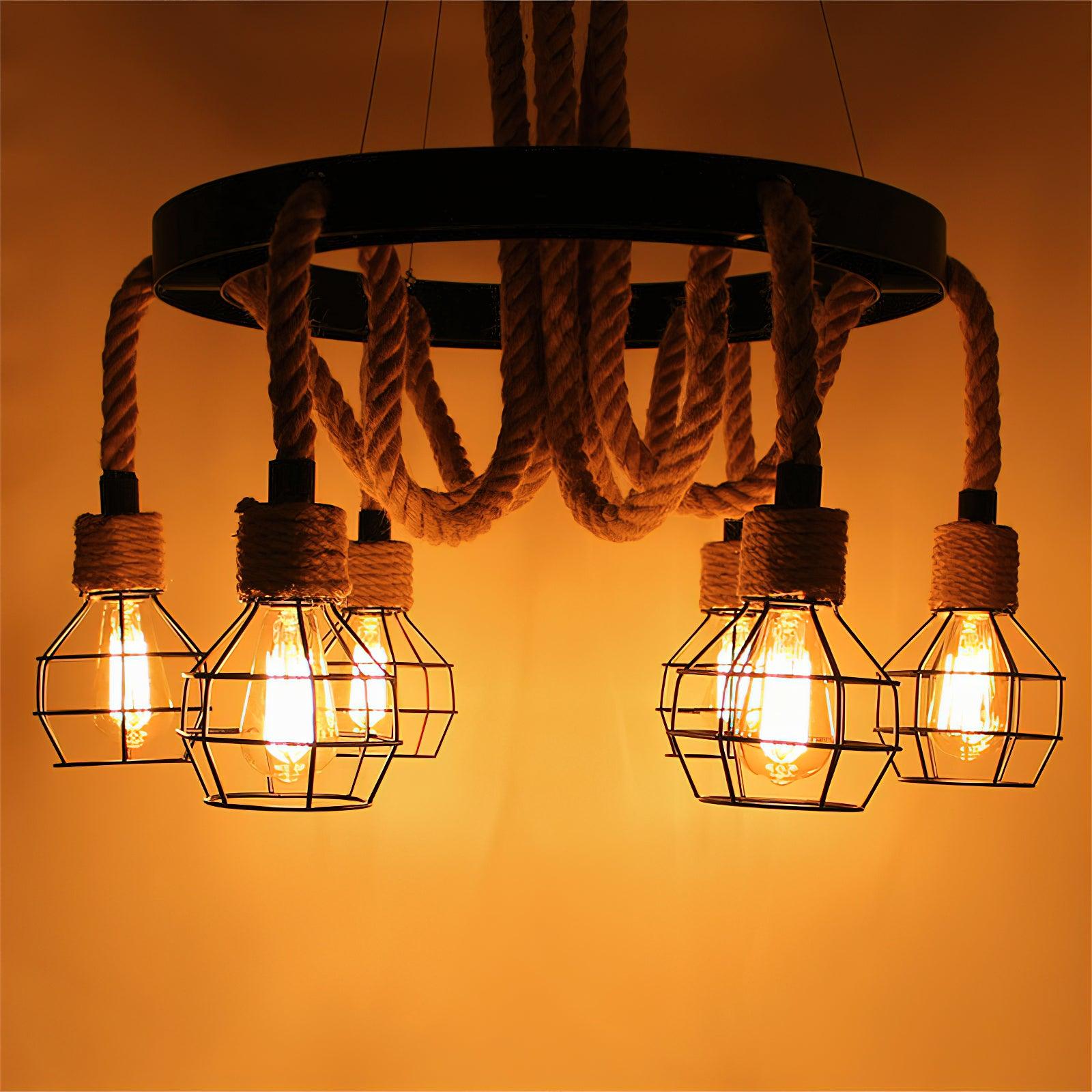 Hemp Rope Industrial Starfall Chandelier - Lumpaz