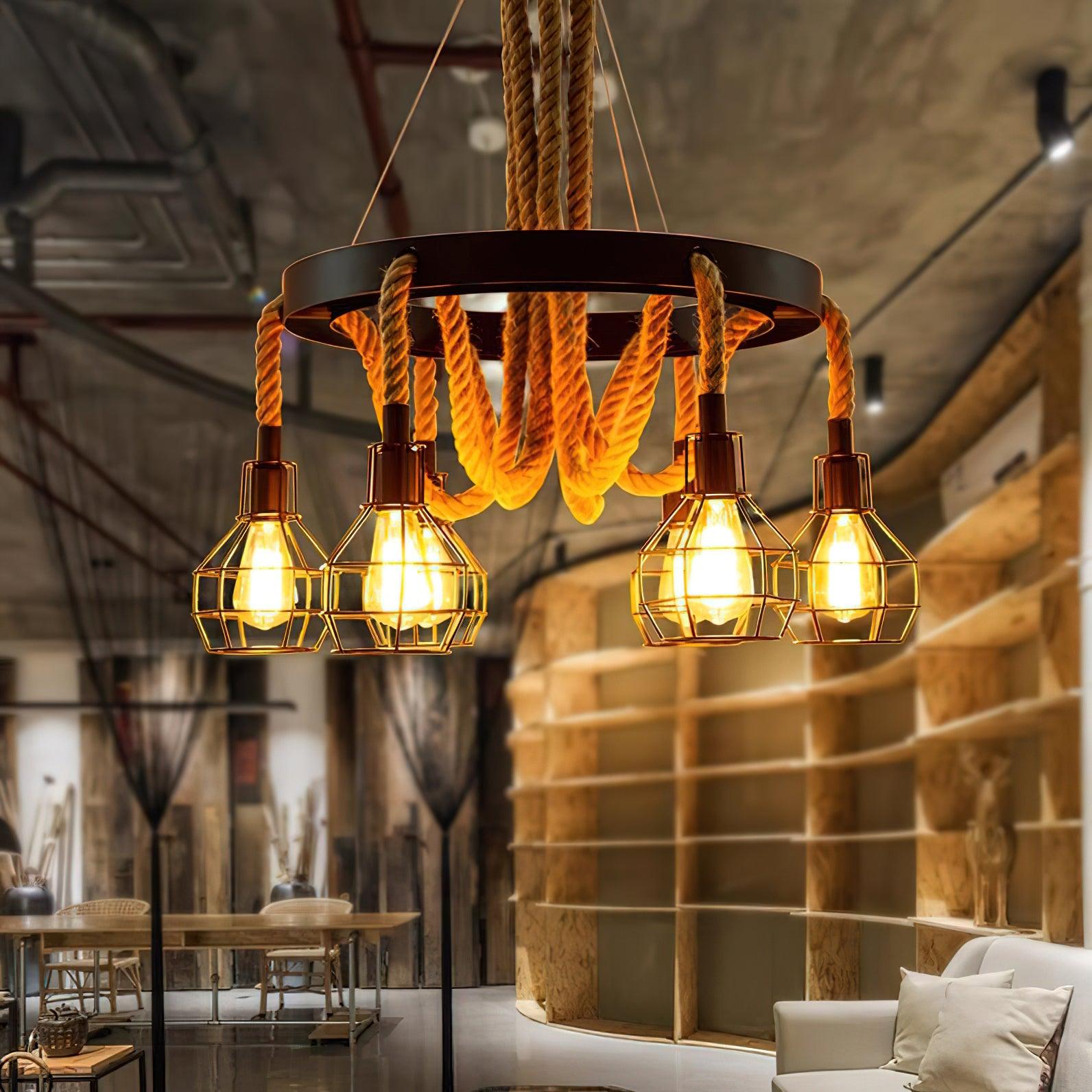 Hemp Rope Industrial Starfall Chandelier - Lumpaz