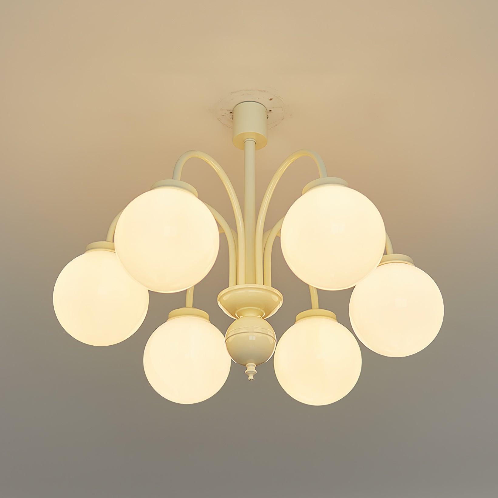 Cream Glass Sphere Chandelier - Lumpaz