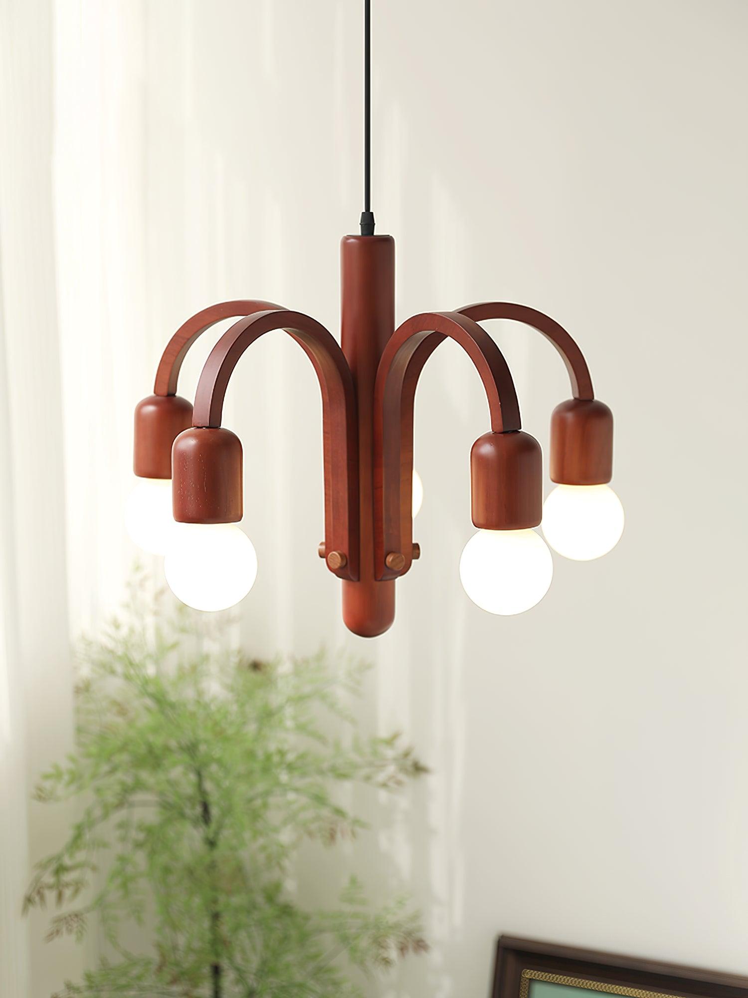 Candela Teak Chandelier - Lumpaz