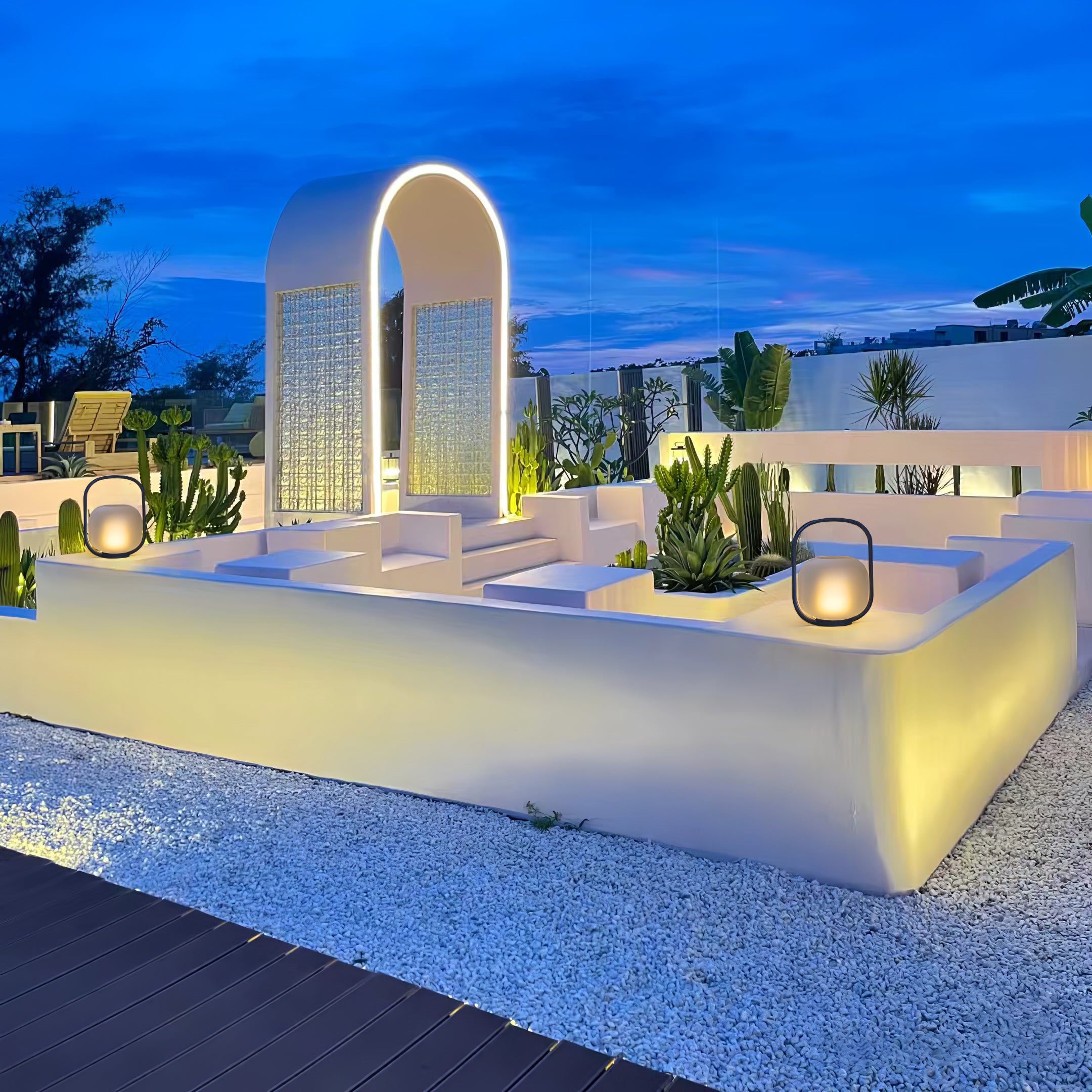 Portable Lantern Outdoor Table Lamp with Solar Panel - Lumpaz