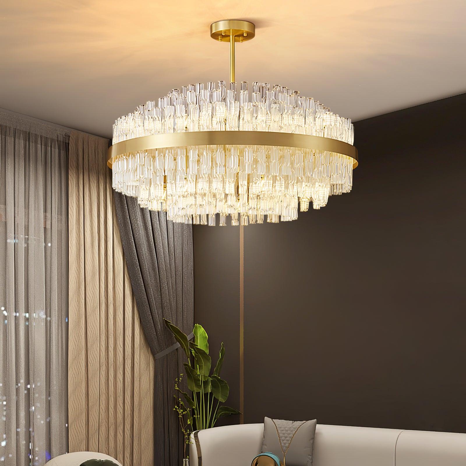 Gold & Clear Rod Chandelier - Lumpaz