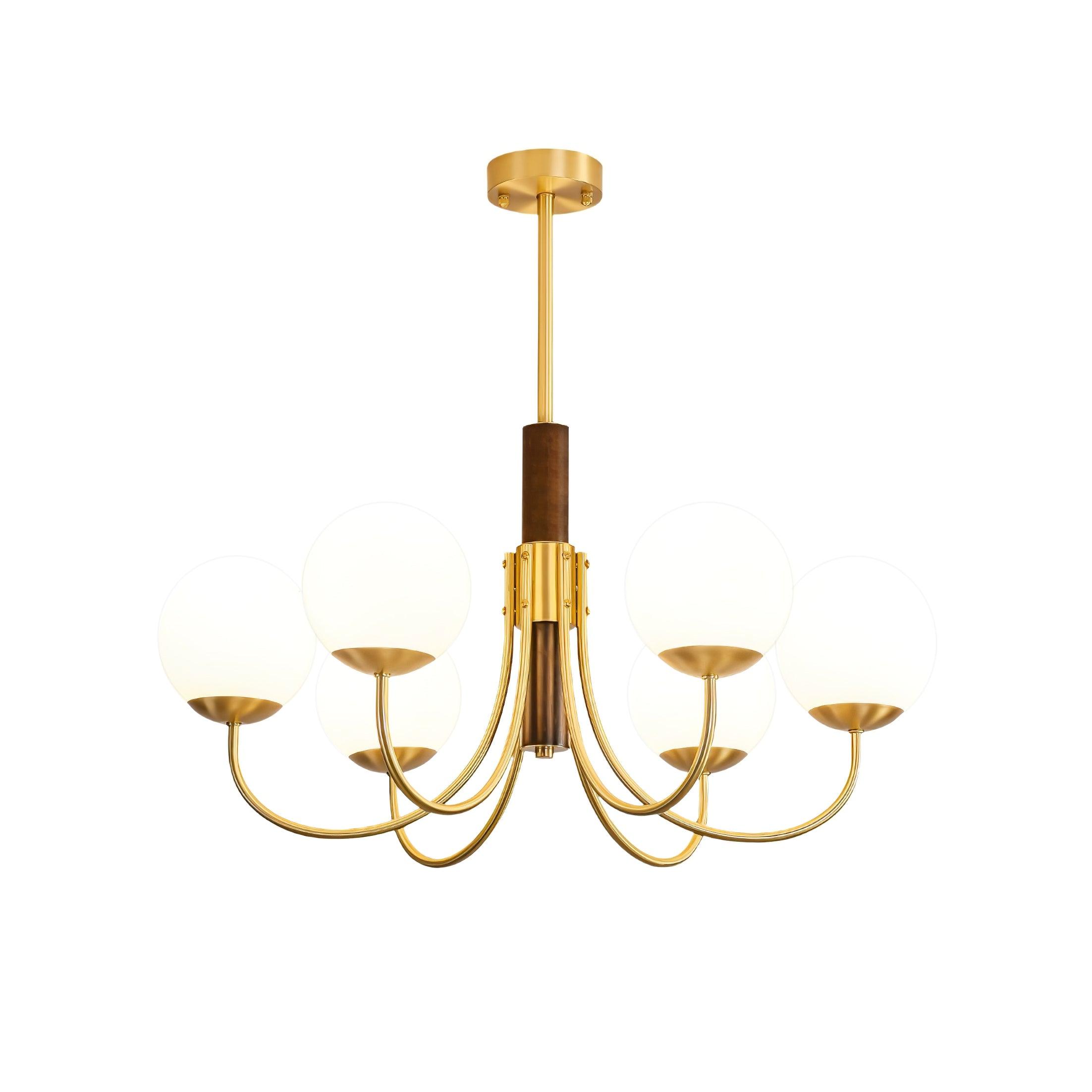 Midas Touch Walnut Sphere Chandelier - Lumpaz