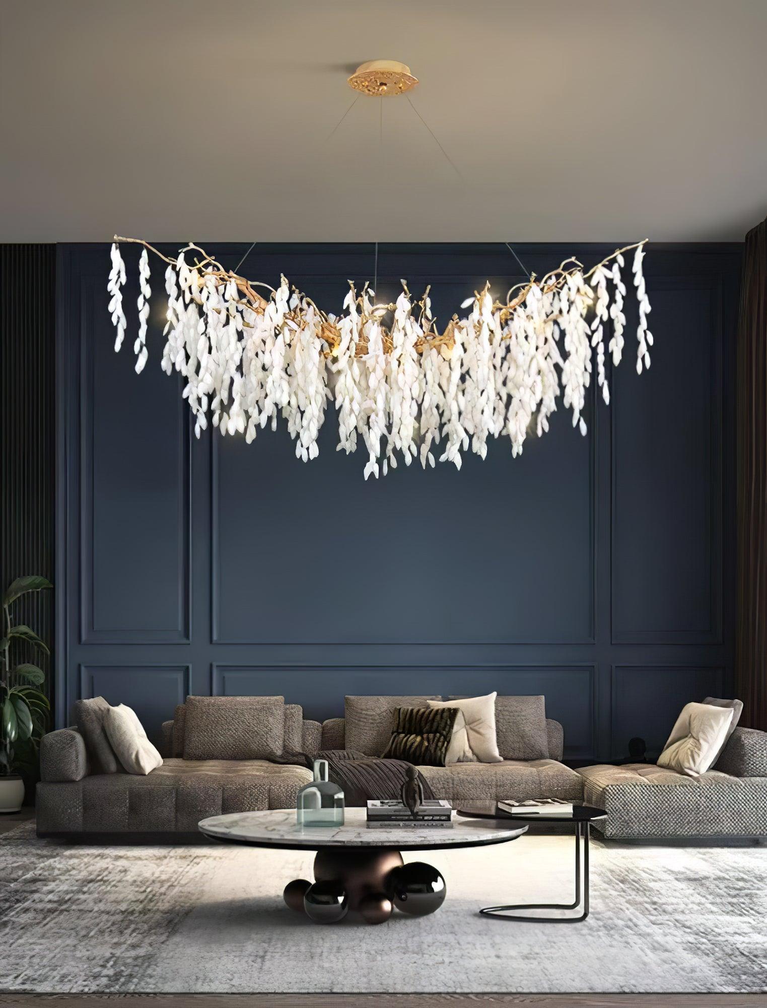 White Jade Branch Brass Chandelier - Lumpaz