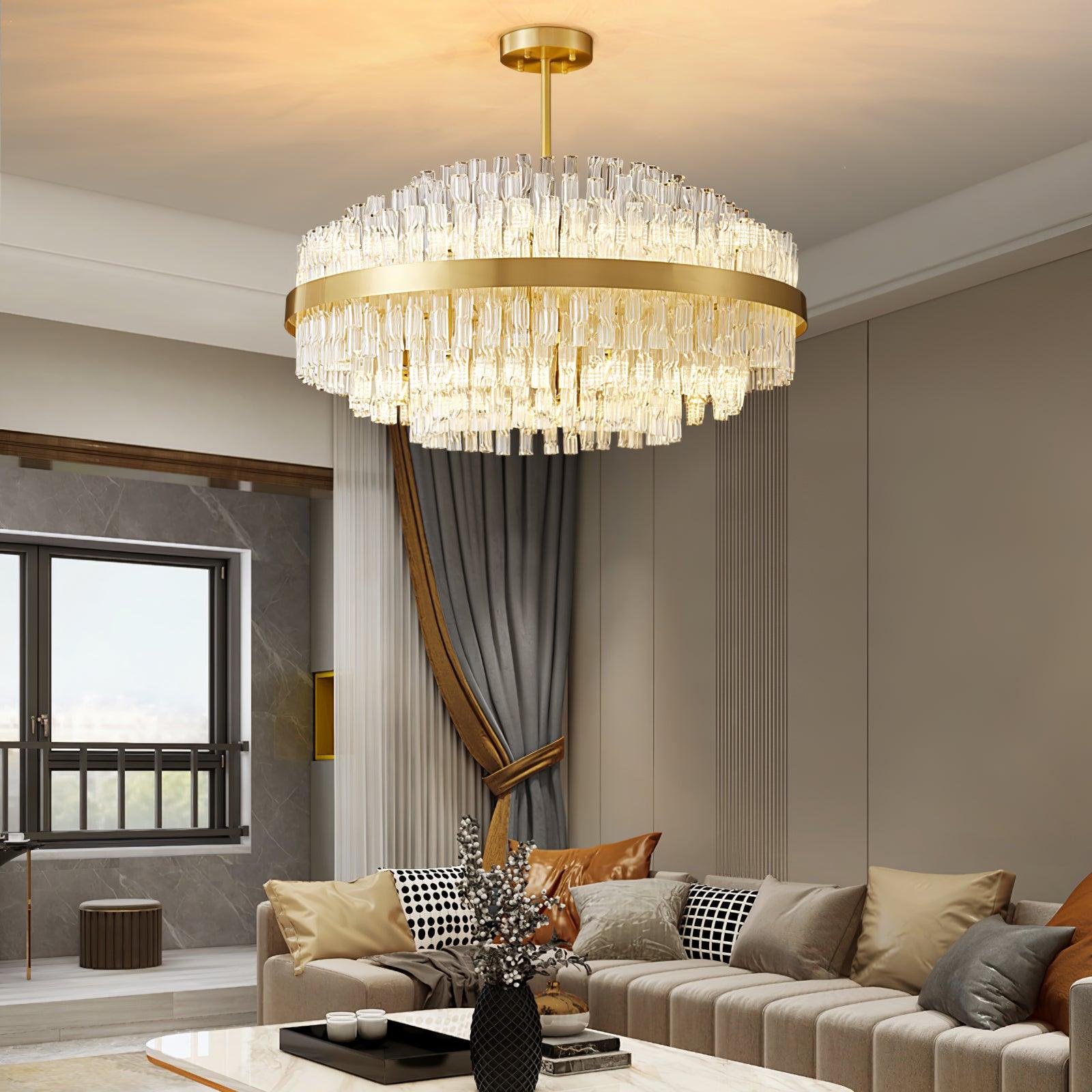 Gold & Clear Rod Chandelier - Lumpaz