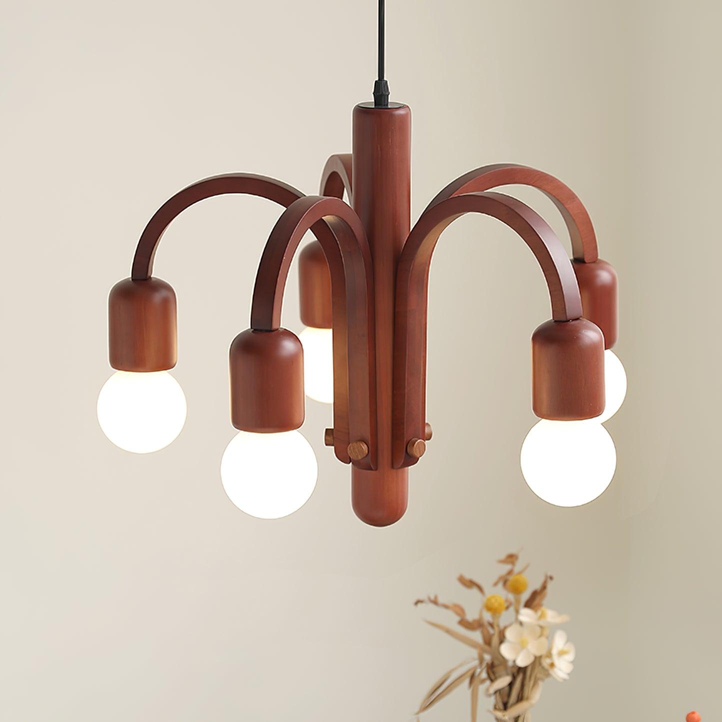 Candela Teak Chandelier - Lumpaz