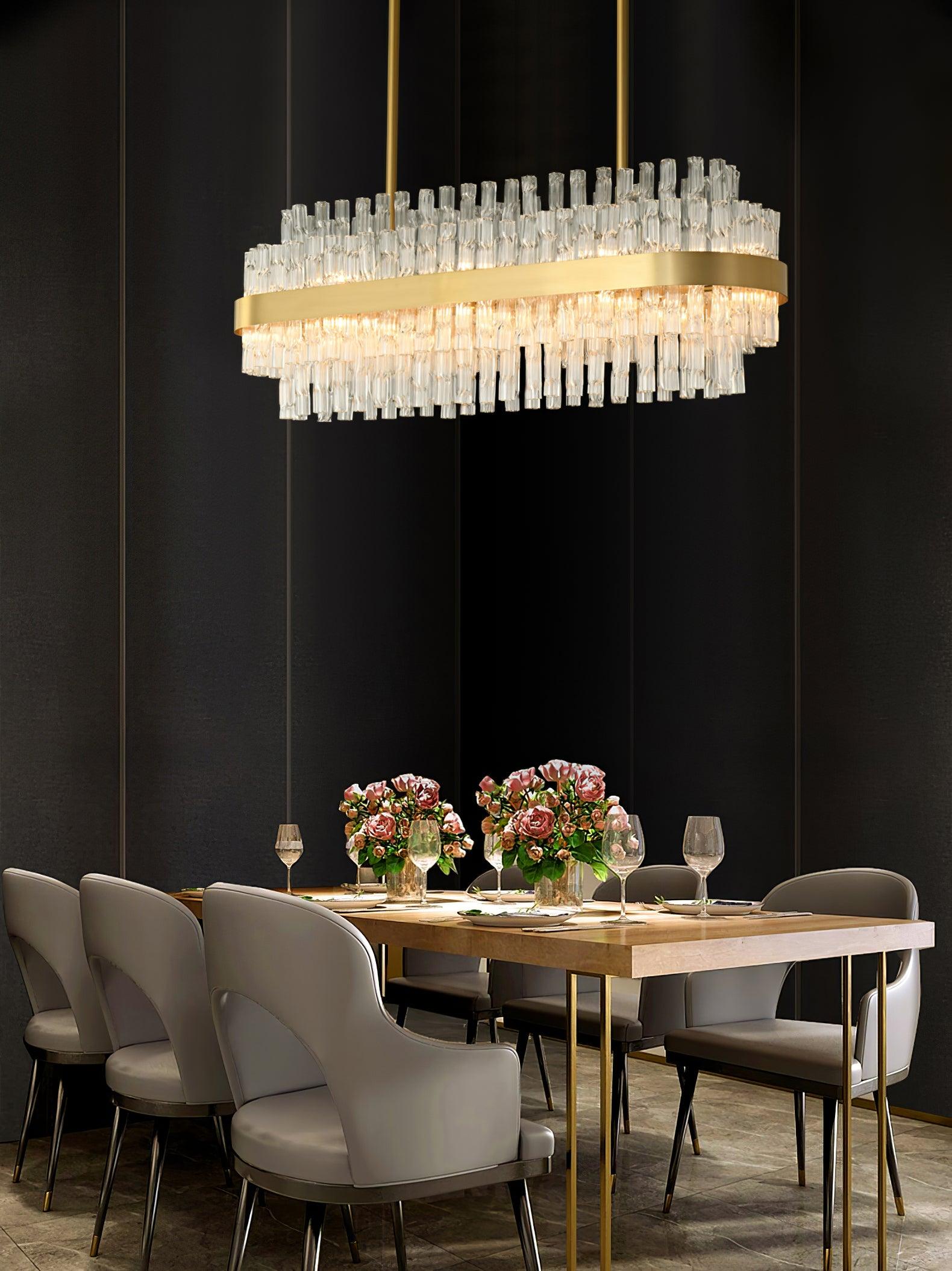 Gold & Clear Rod Chandelier - Lumpaz