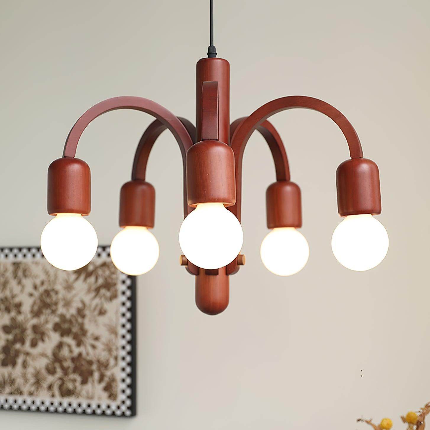 Candela Teak Chandelier - Lumpaz