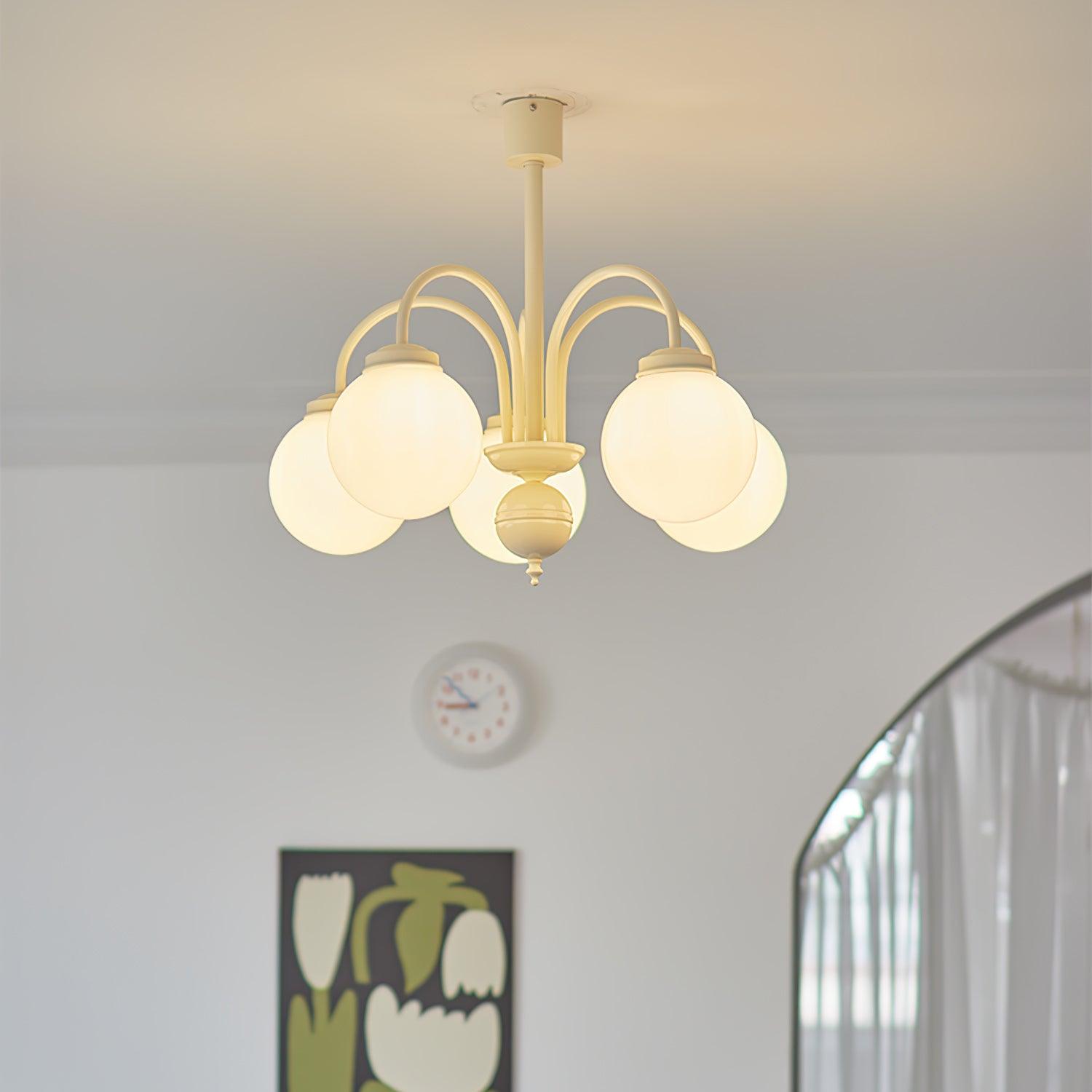Cream Glass Sphere Chandelier - Lumpaz