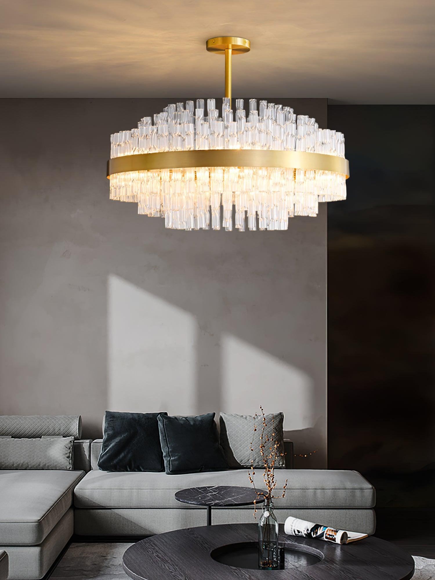 Gold & Clear Rod Chandelier - Lumpaz
