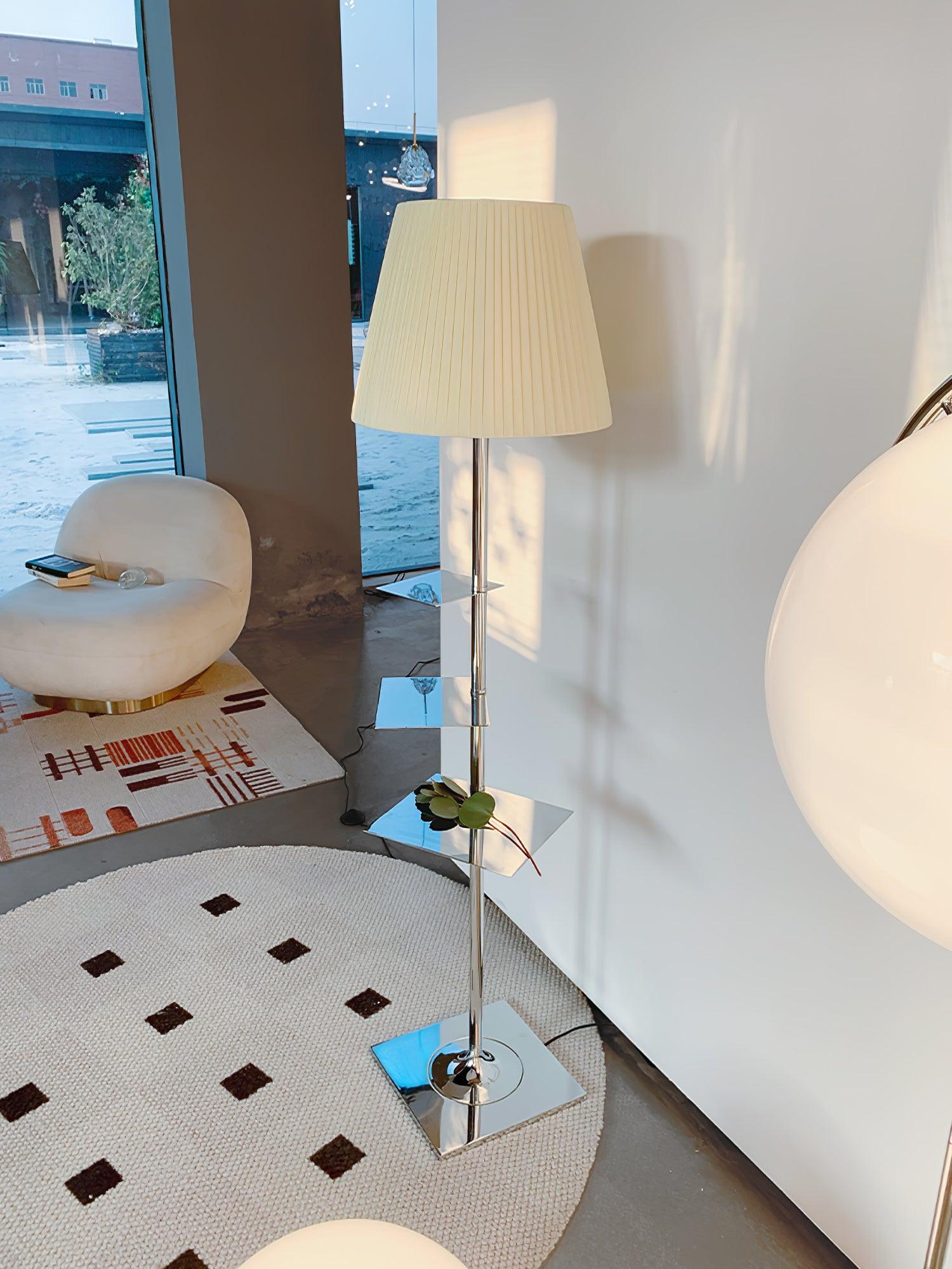 Chrome Prism Side Table Floor Lamp - Lumpaz