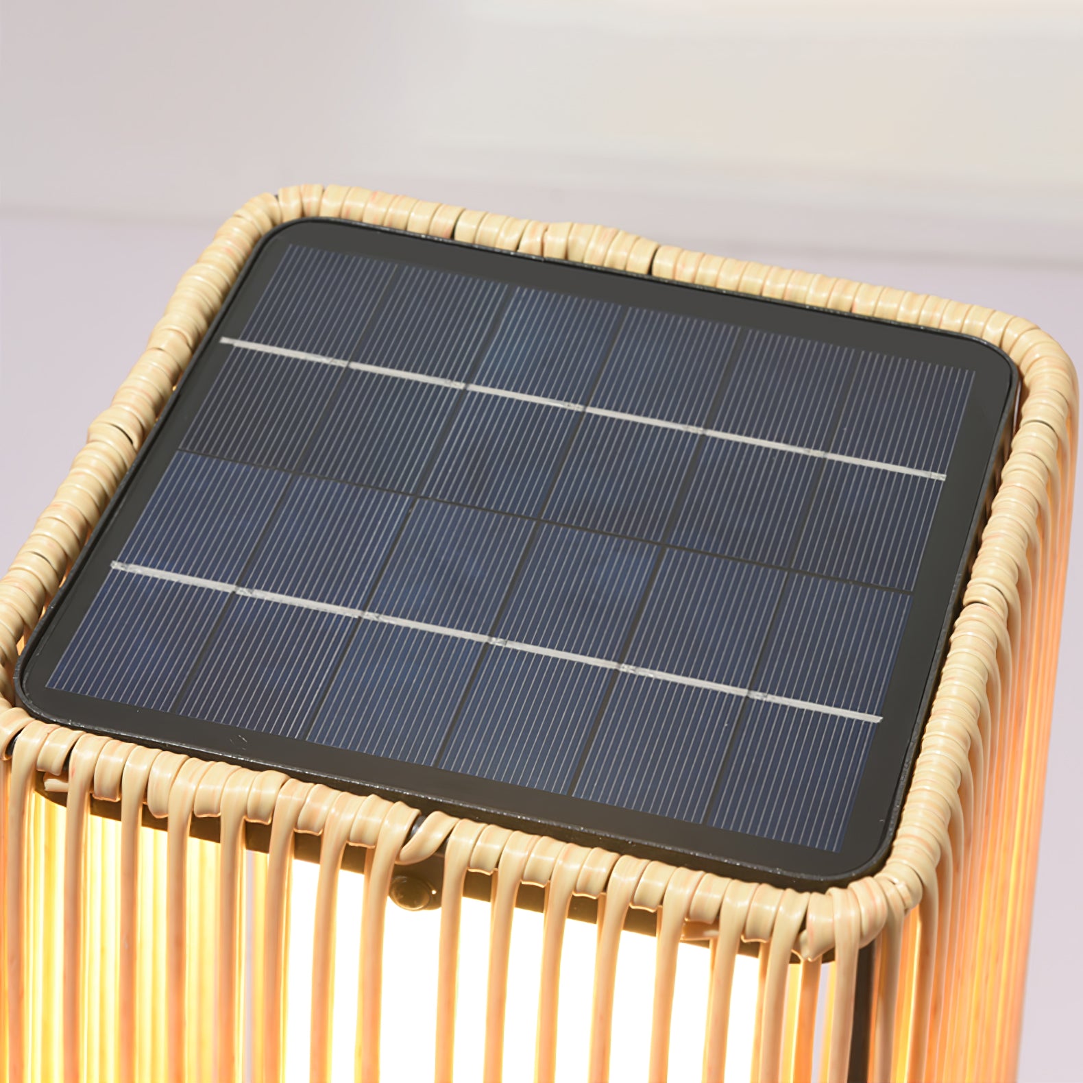 Plastic Rattan Outdoor Post Light with Solar Panel - Lumpaz