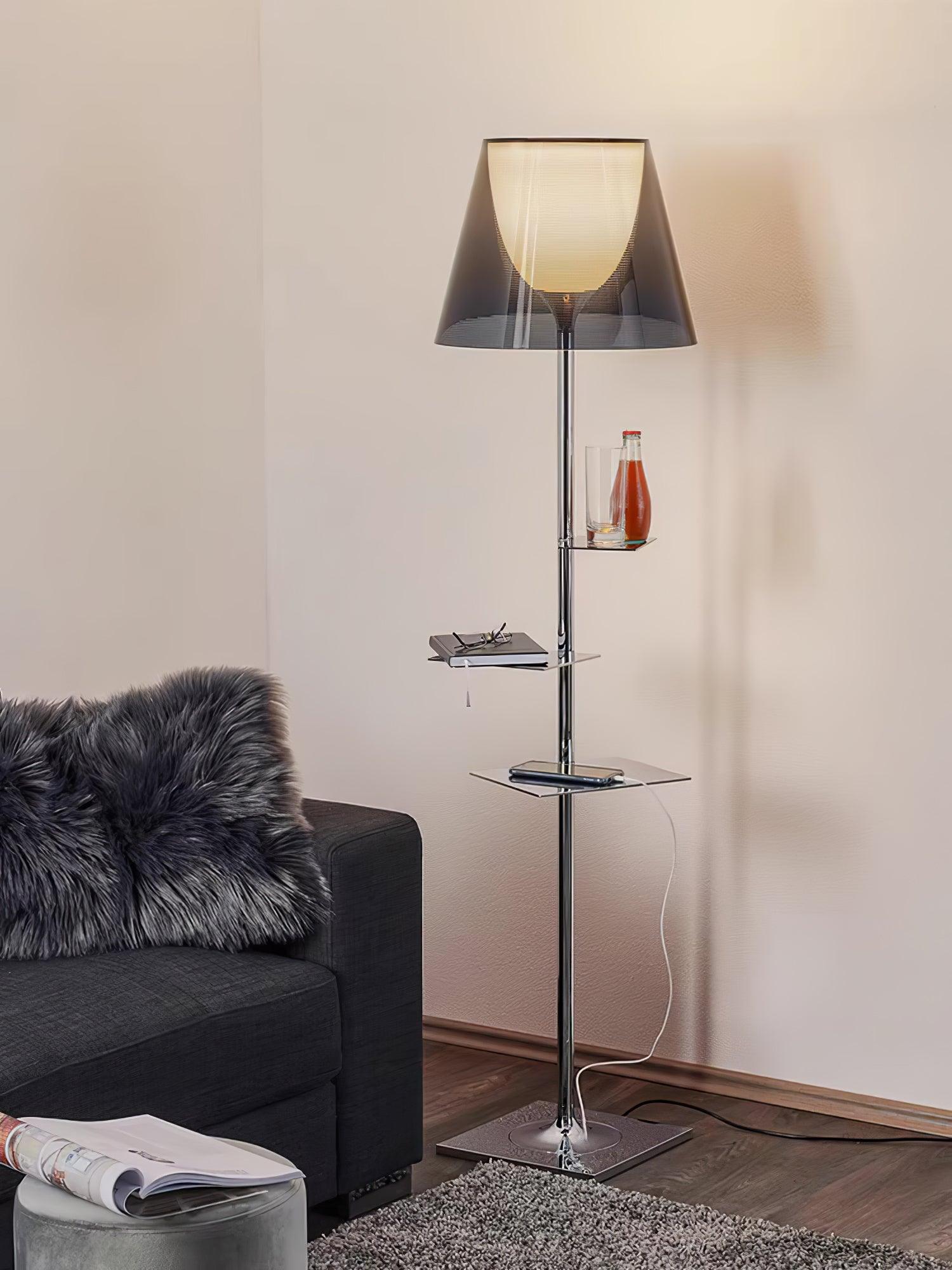 Chrome Prism Side Table Floor Lamp - Lumpaz