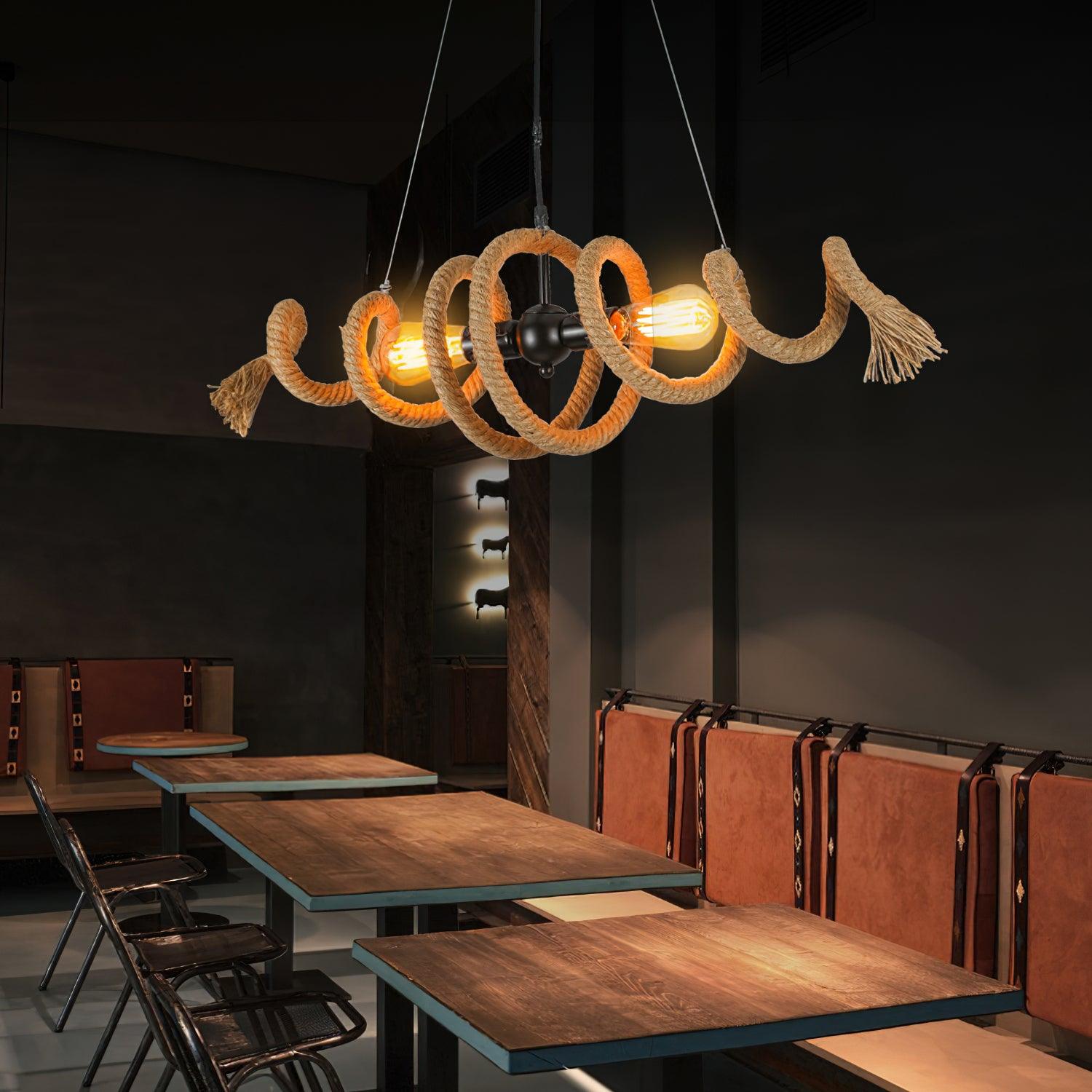 Hemp Rope Industrial Spiral Chandelier - Lumpaz