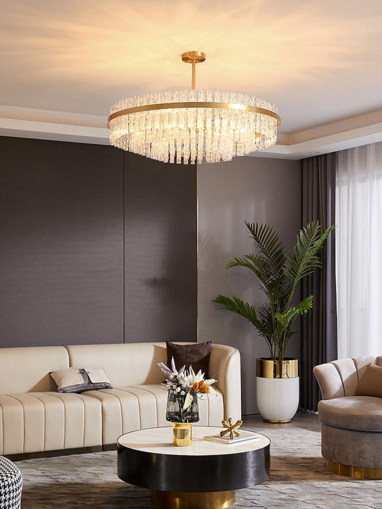 Gold & Clear Rod Chandelier - Lumpaz