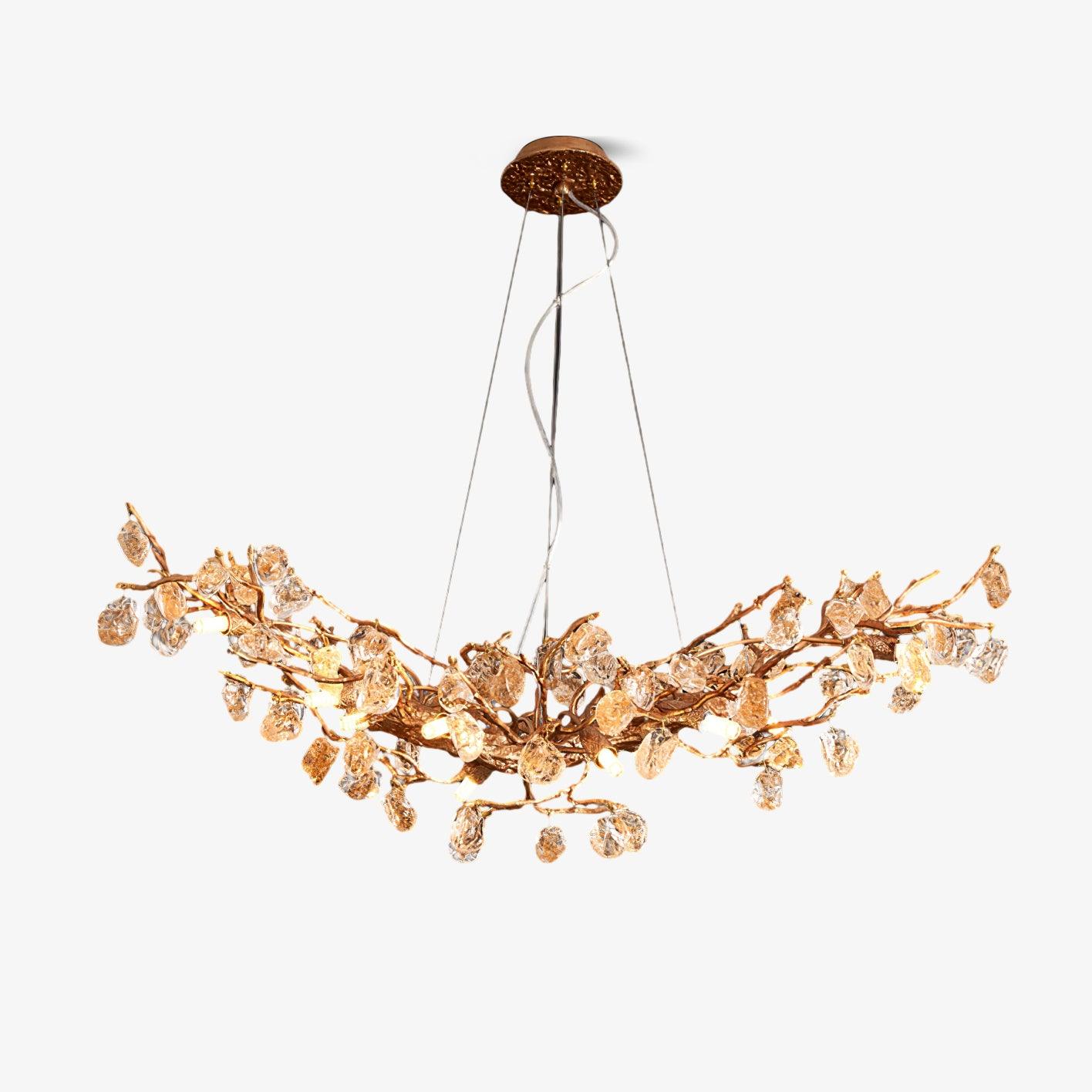 Stone Crystal Brass Chandelier - Lumpaz