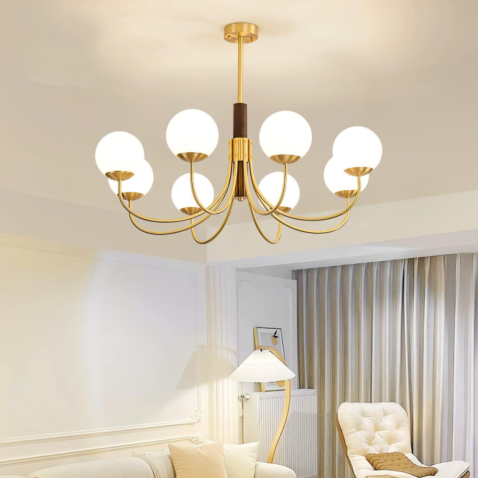 Midas Touch Walnut Sphere Chandelier - Lumpaz