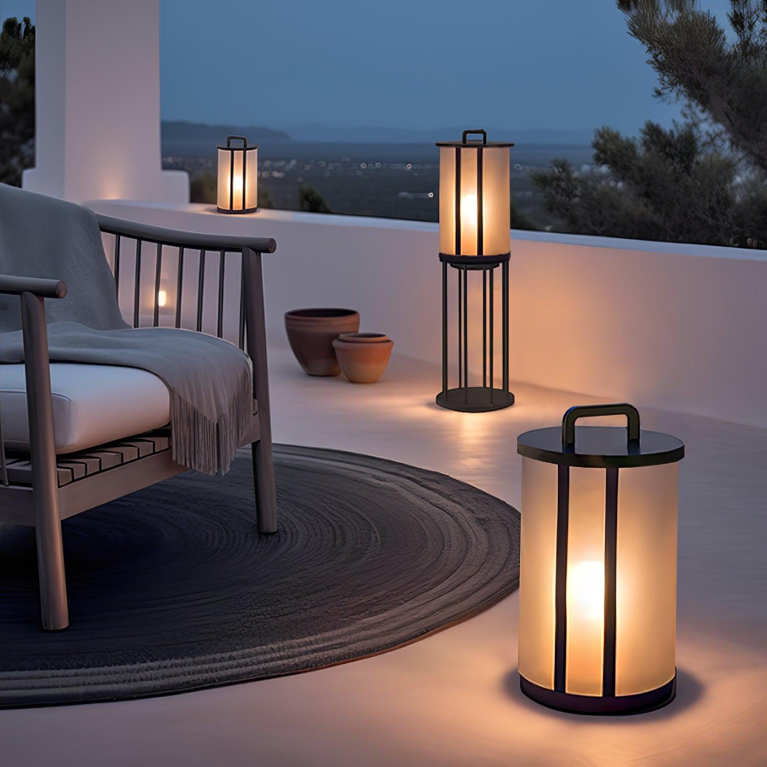 Round Pillar Acrylic Lantern Outdoor Lamp - Lumpaz