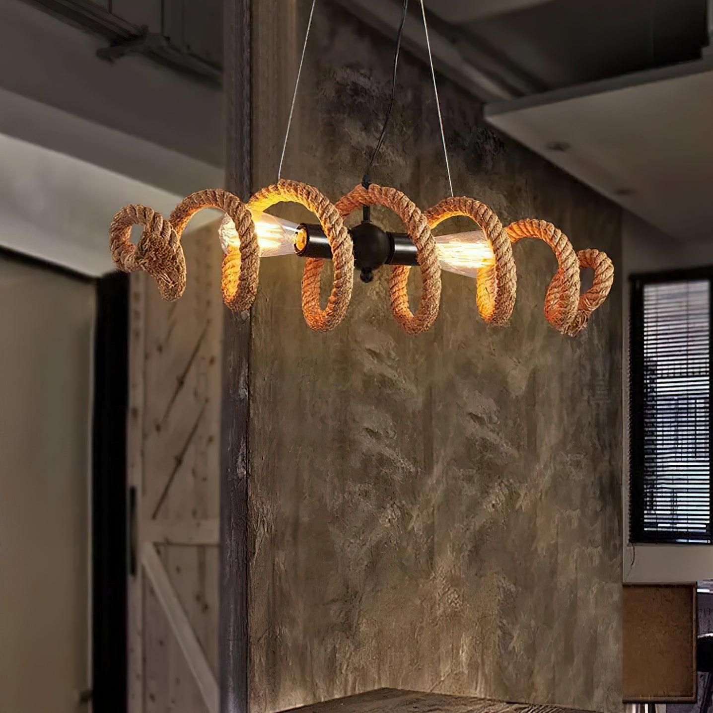 Hemp Rope Industrial Spiral Chandelier - Lumpaz