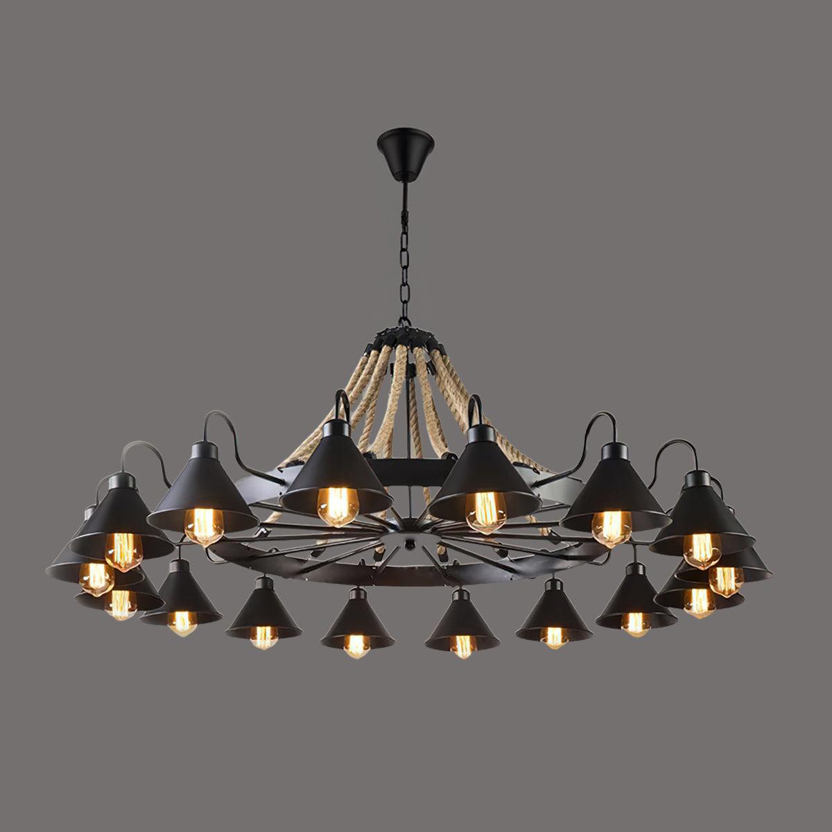 Hemp Rope Industrial Horn Chandelier - Lumpaz