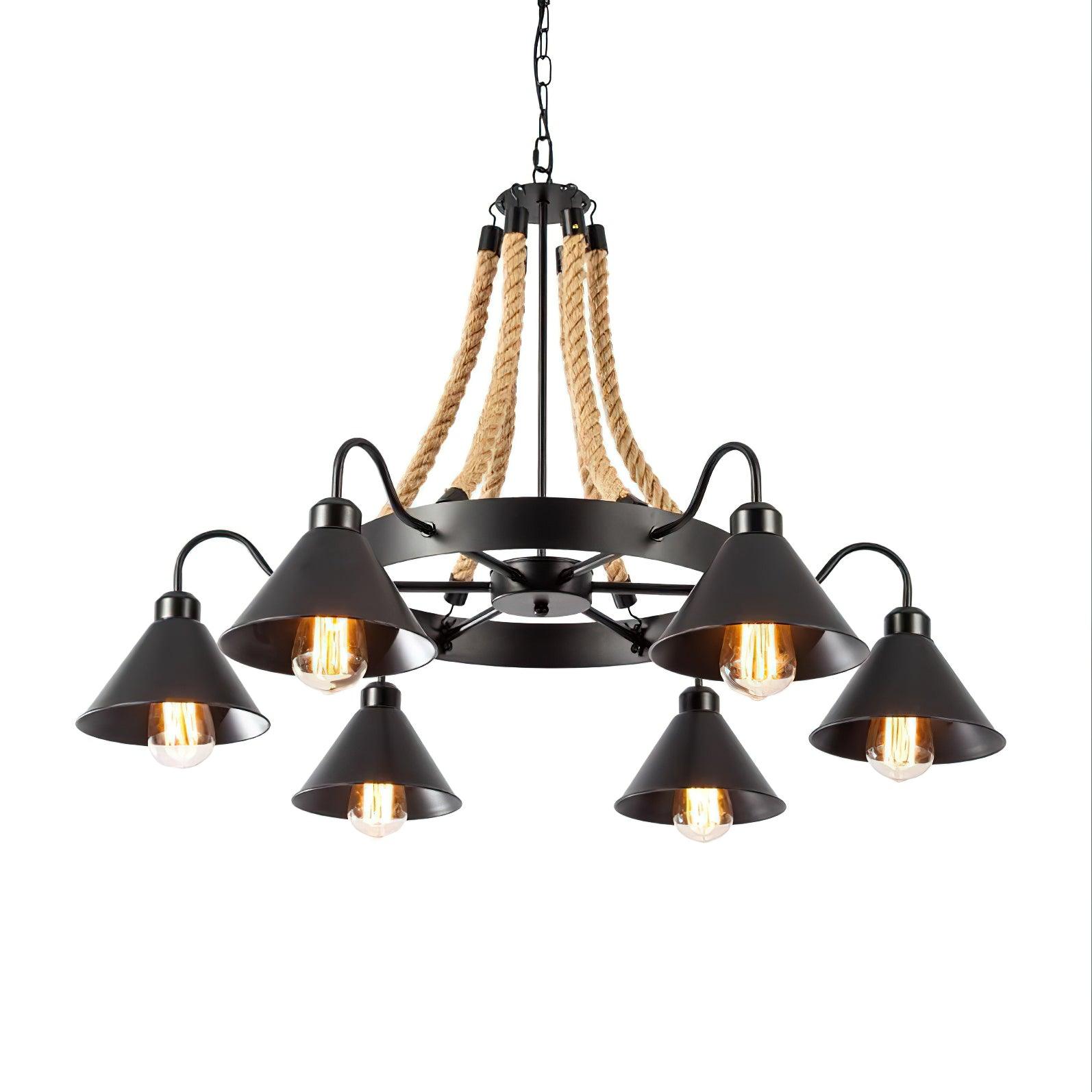 Hemp Rope Industrial Horn Chandelier - Lumpaz