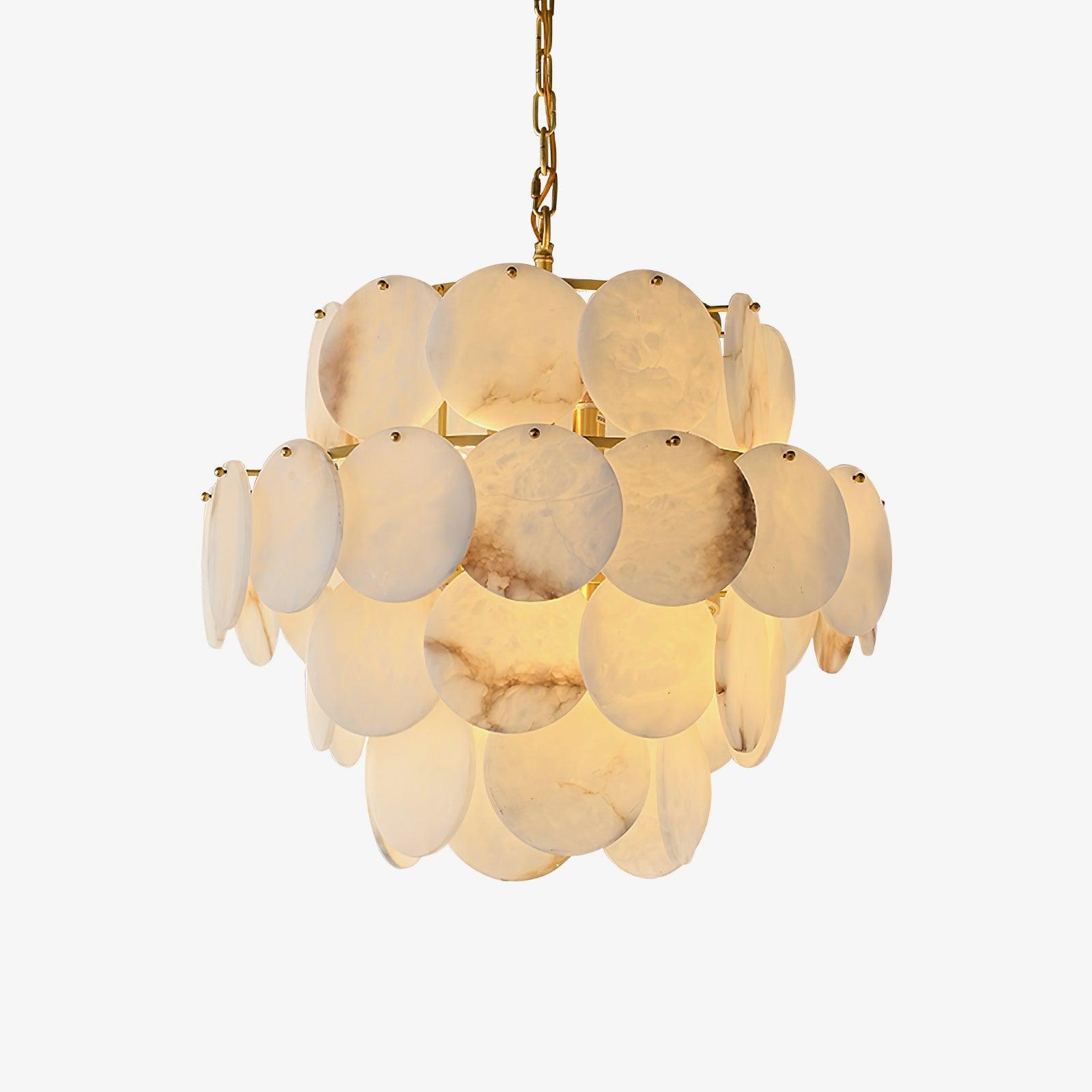 Alabaster Shell Brass Chandelier - Lumpaz