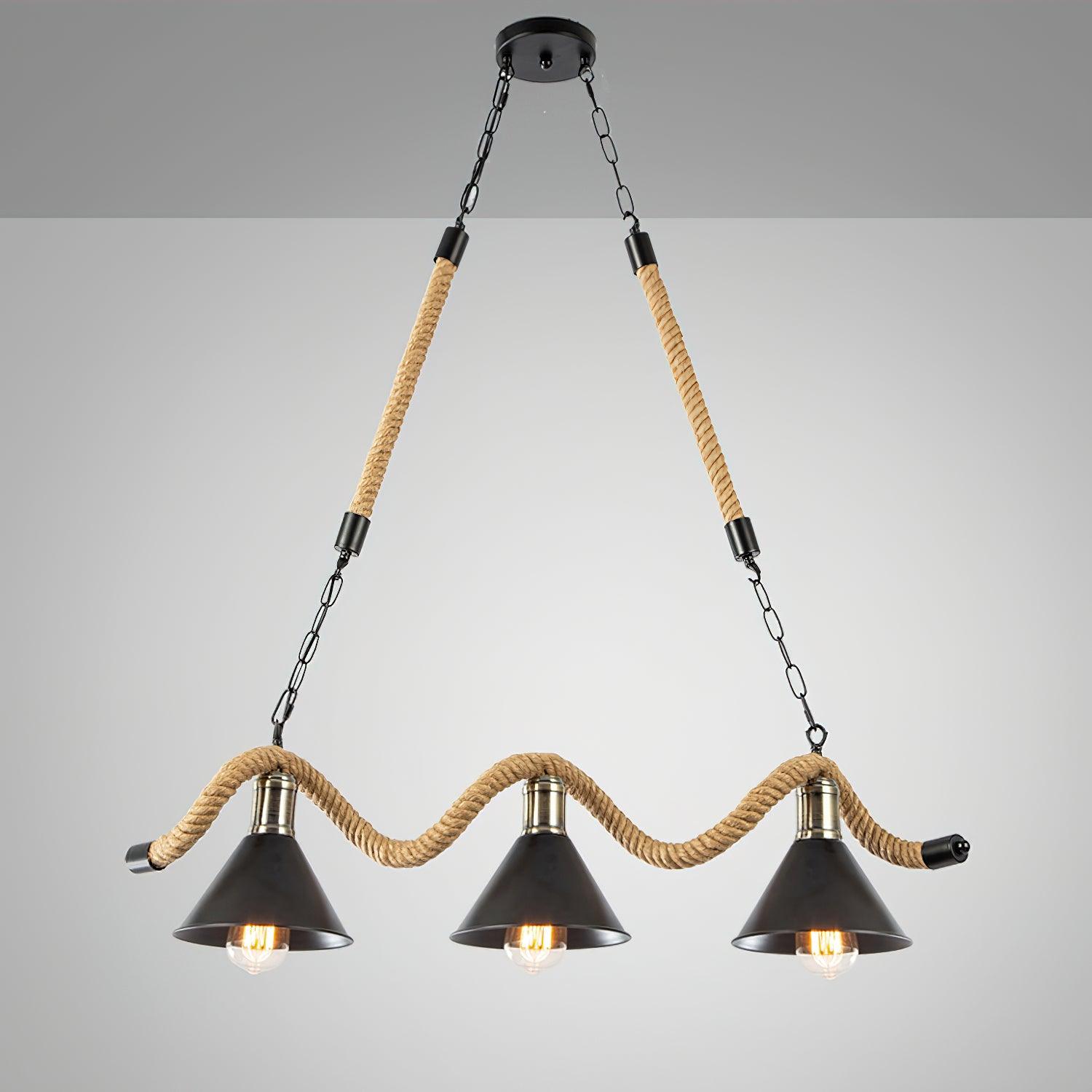 Hemp Rope Industrial Wave Chandelier - Lumpaz