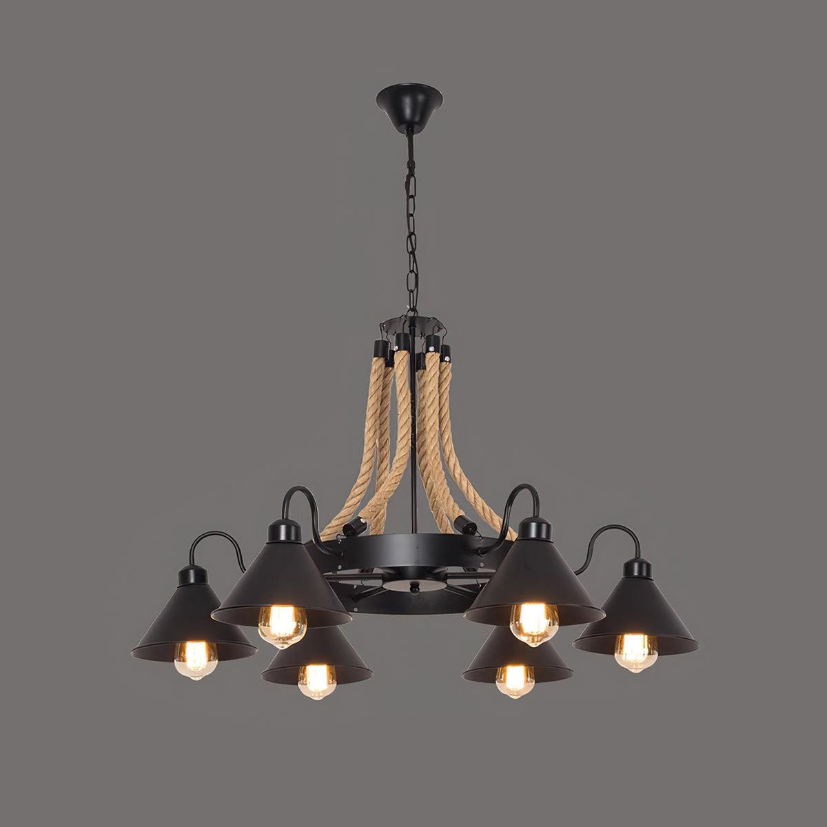 Hemp Rope Industrial Horn Chandelier - Lumpaz