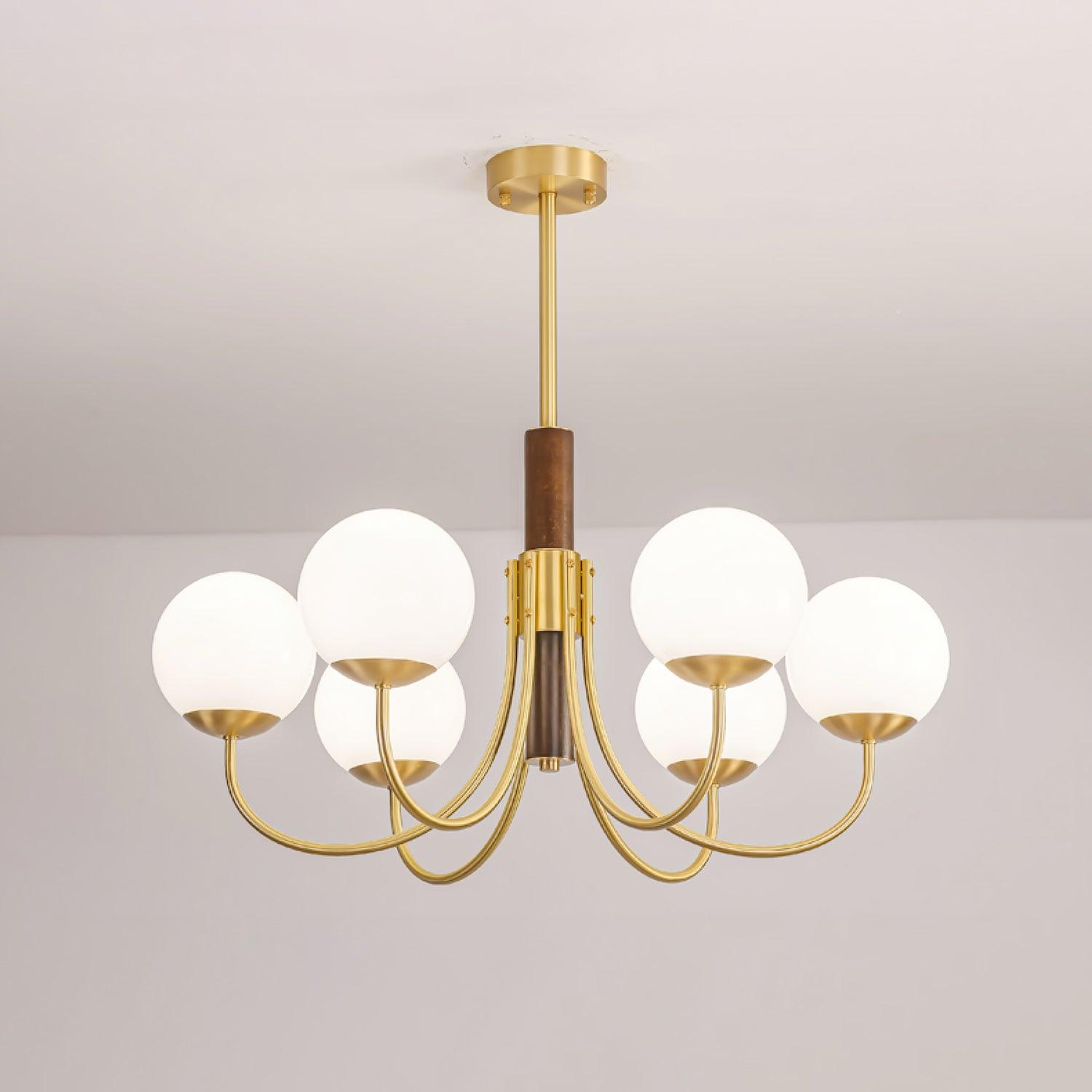 Midas Touch Walnut Sphere Chandelier - Lumpaz