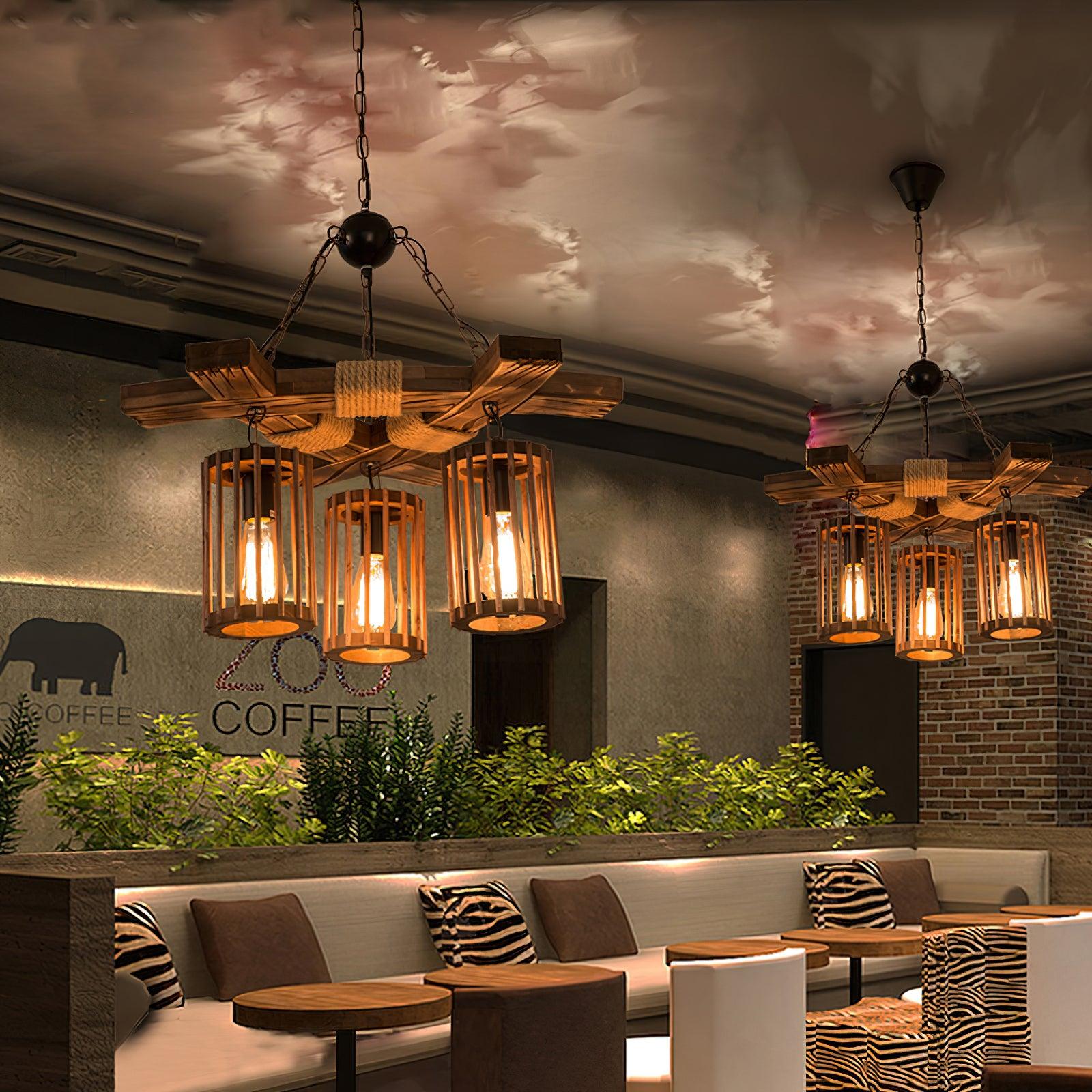 Retro Solid Wood Chandelier - Lumpaz