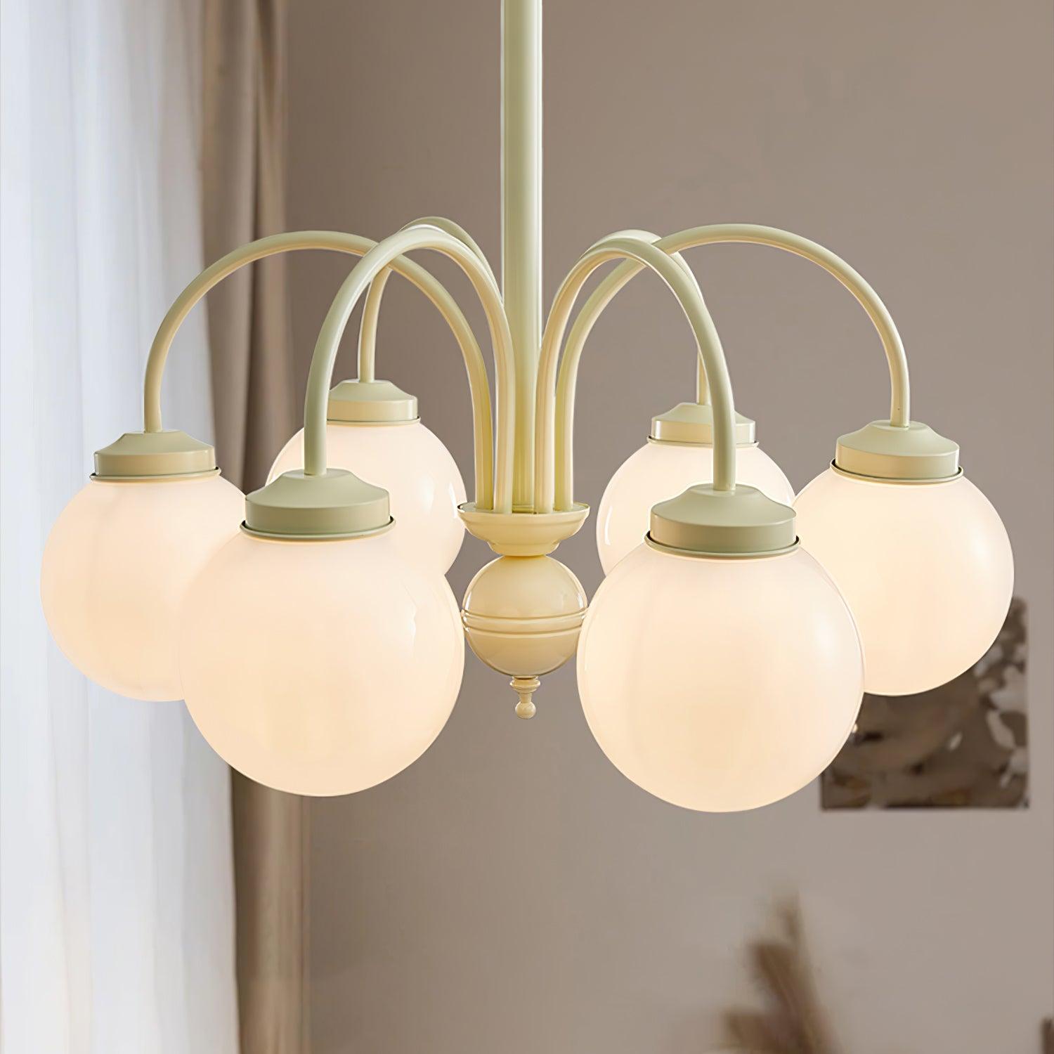Cream Glass Sphere Chandelier - Lumpaz