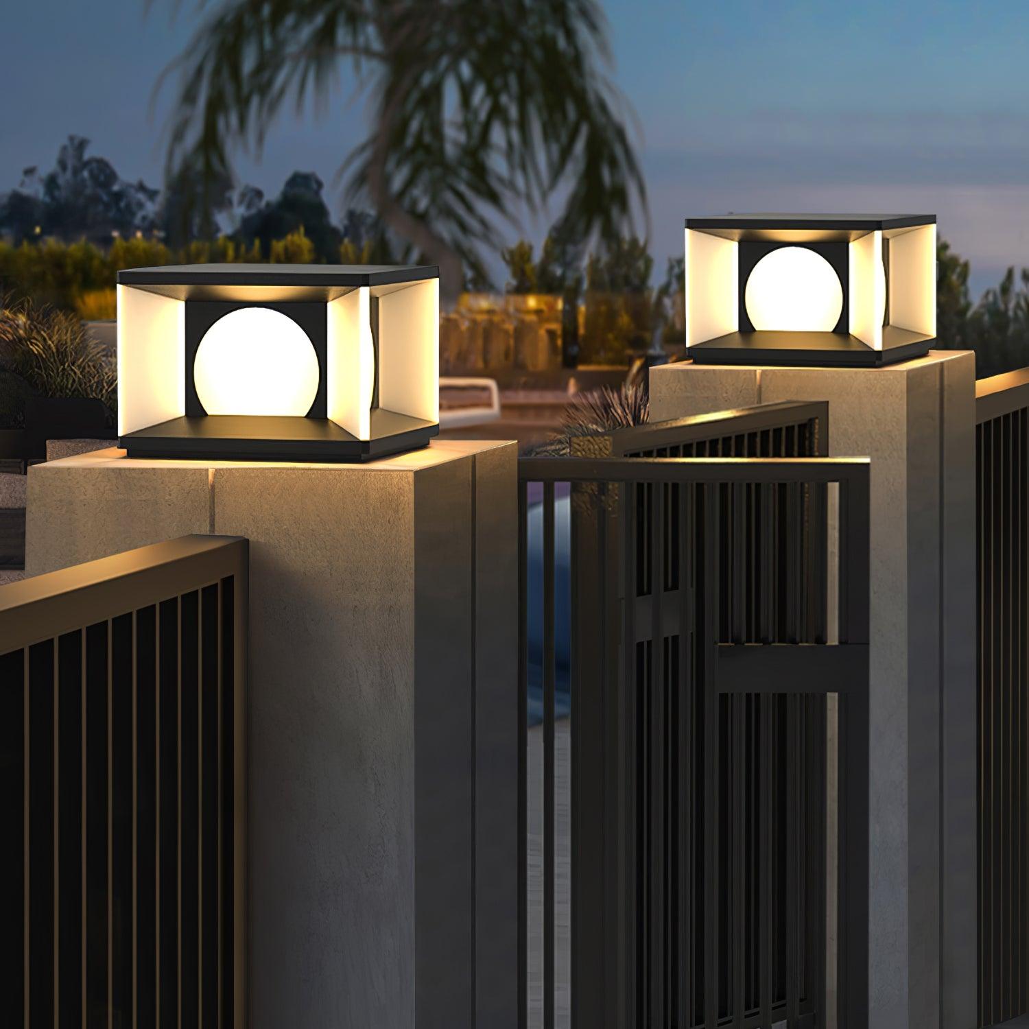 Eclipse Cube Outdoor Post Light - Lumpaz