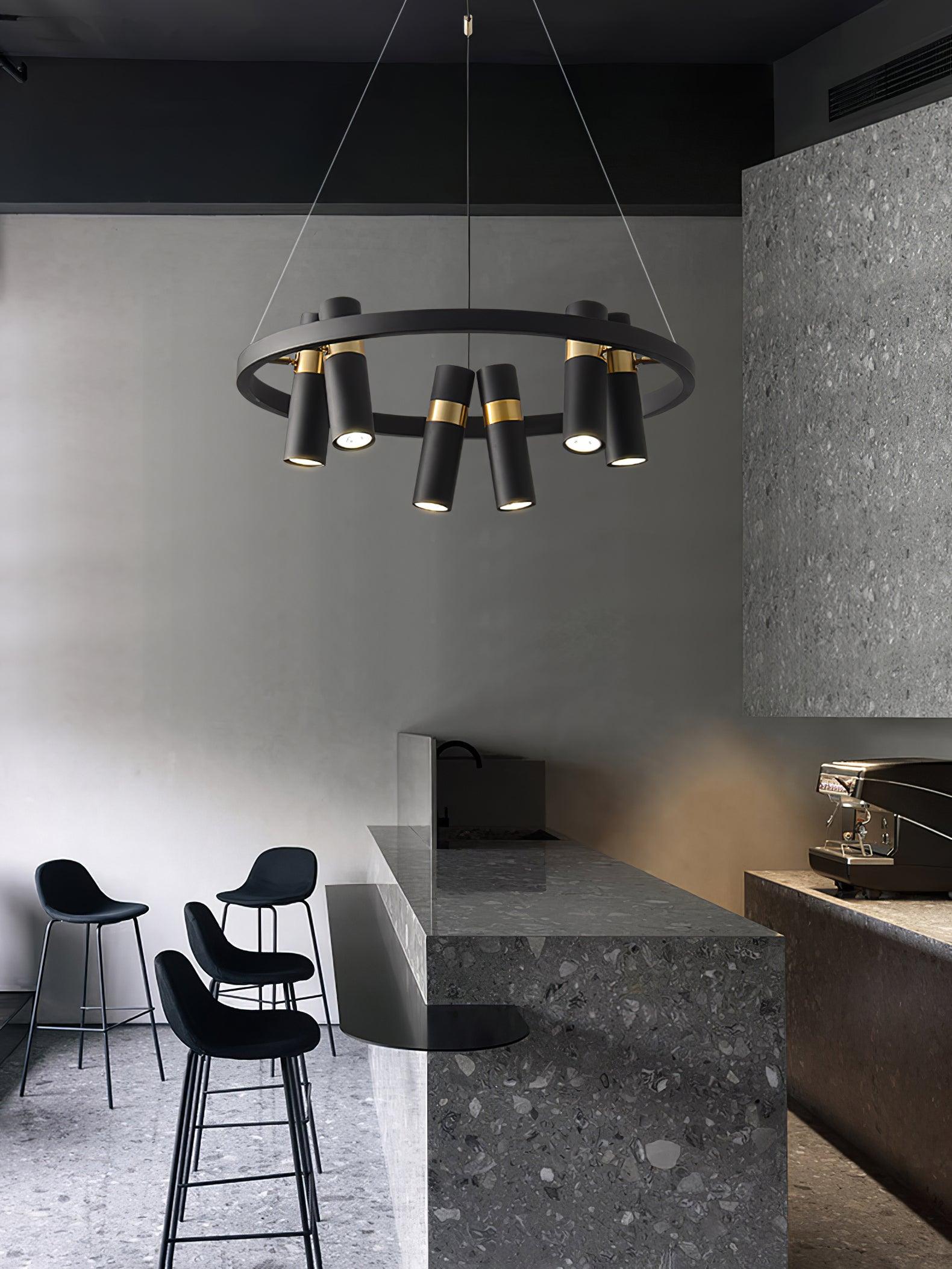 Black Mutil Pipe Chandelier - Lumpaz