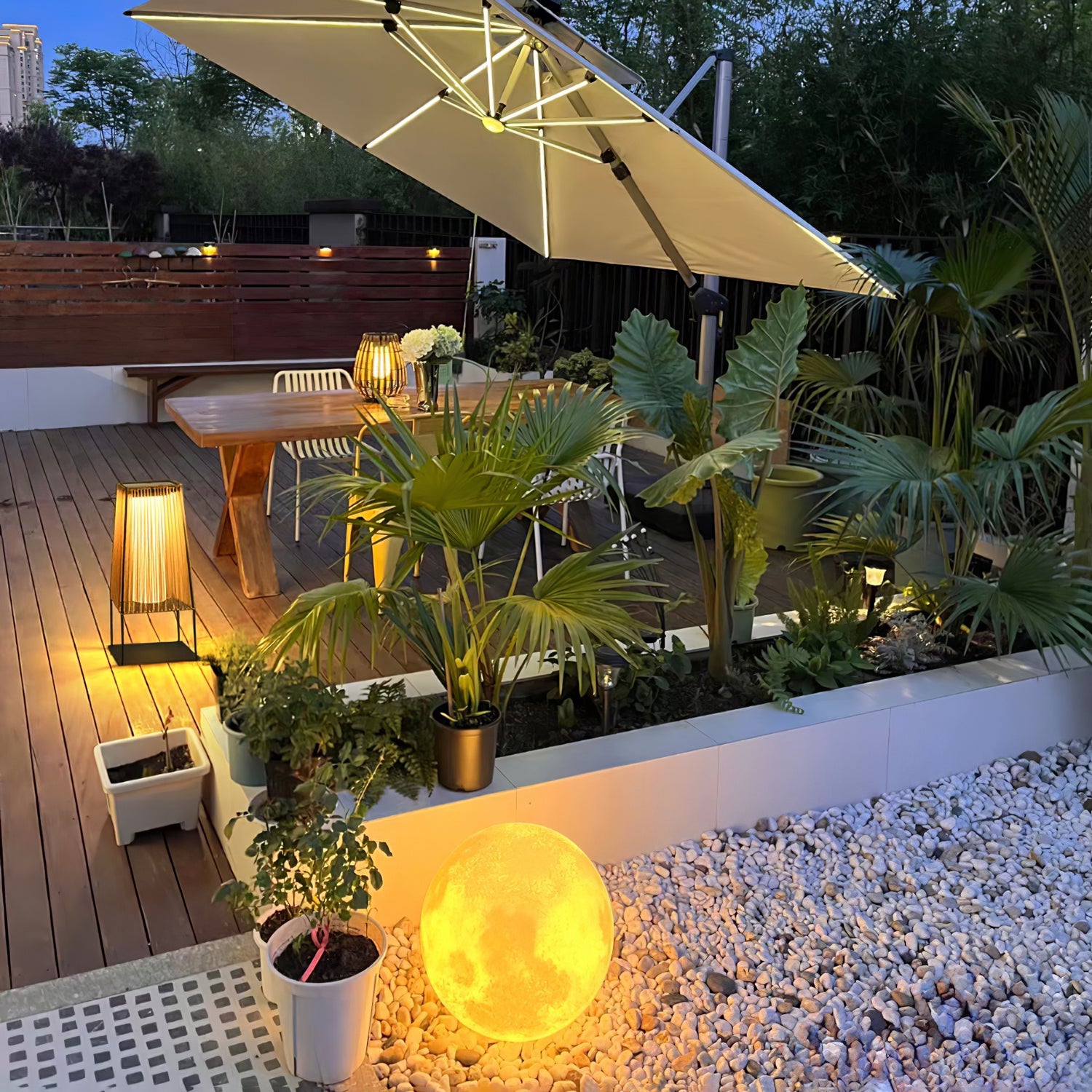 Plastic Rattan Outdoor Post Light with Solar Panel - Lumpaz