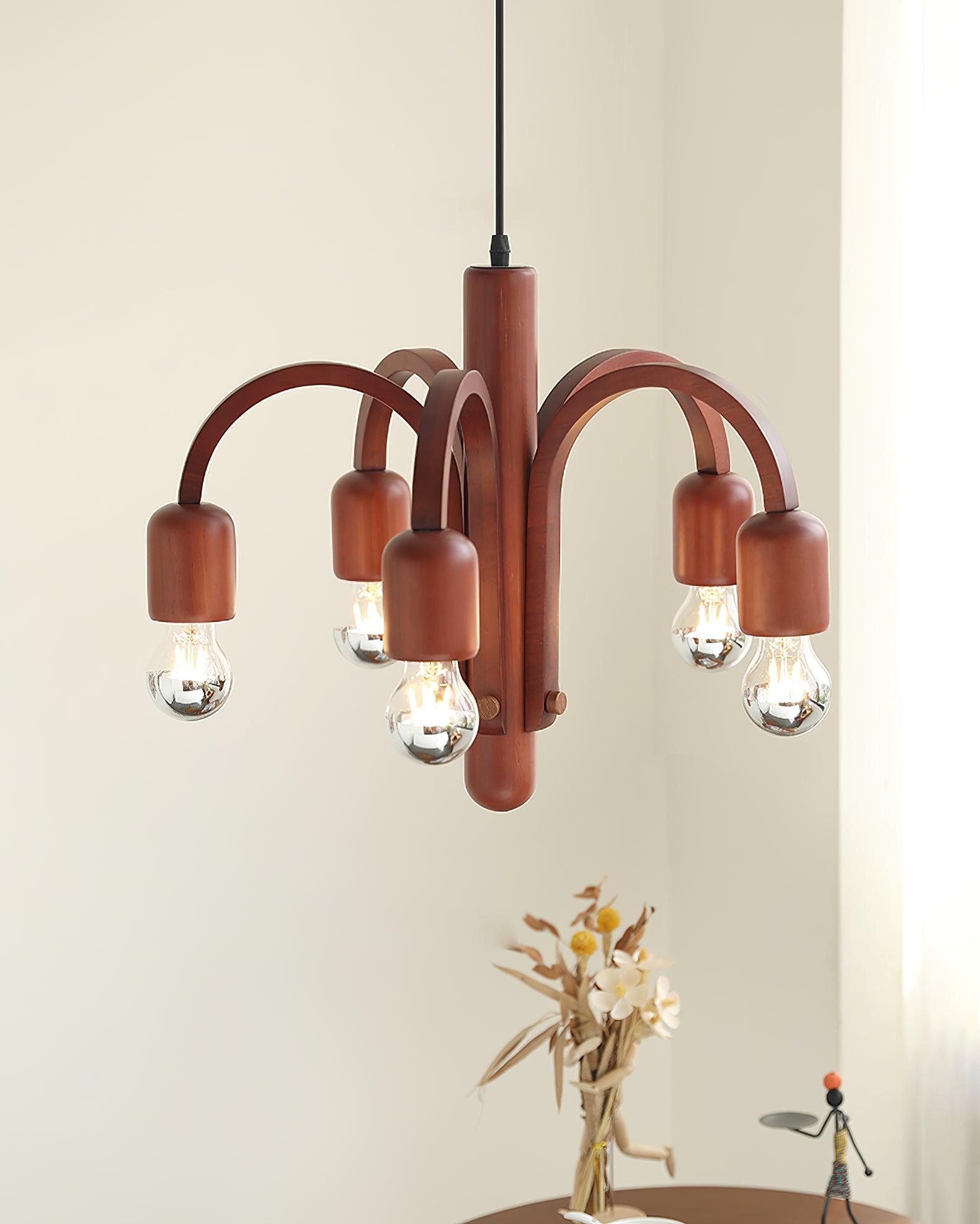 Candela Teak Chandelier - Lumpaz