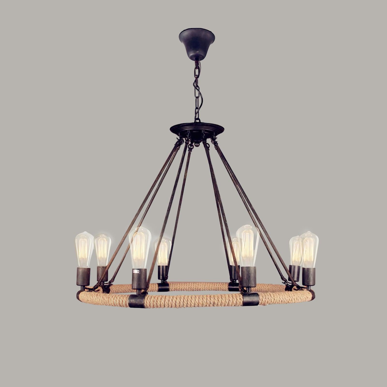 Hemp Rope Industrial Large Circle Chandelier - Lumpaz