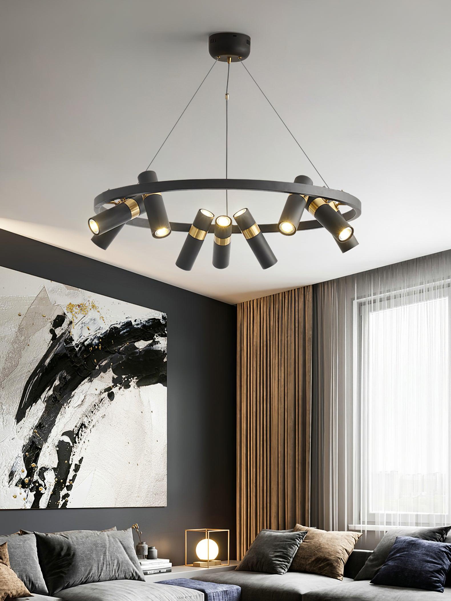 Black Mutil Pipe Chandelier - Lumpaz