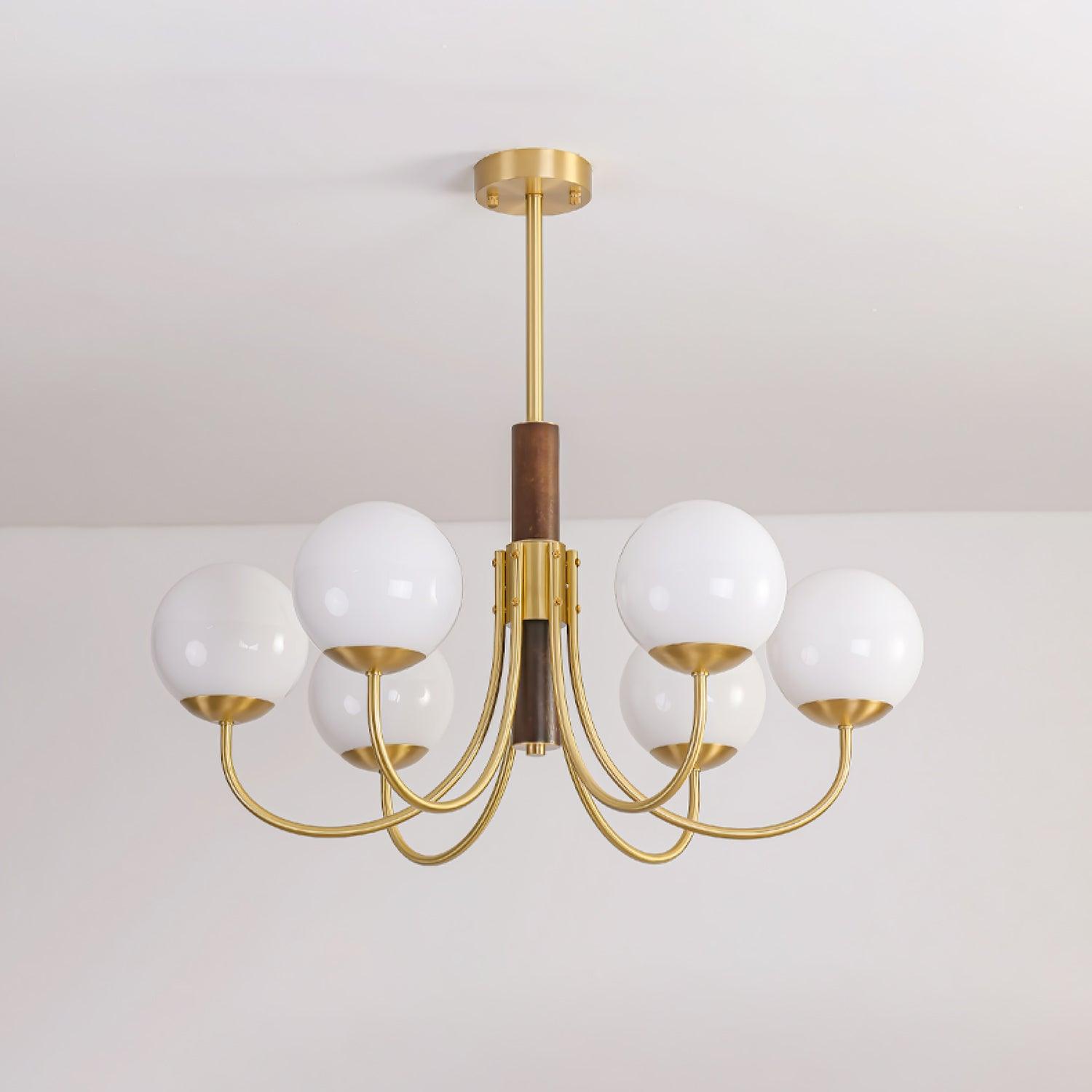 Midas Touch Walnut Sphere Chandelier - Lumpaz