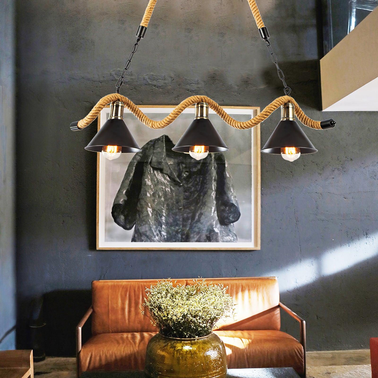 Hemp Rope Industrial Wave Chandelier - Lumpaz