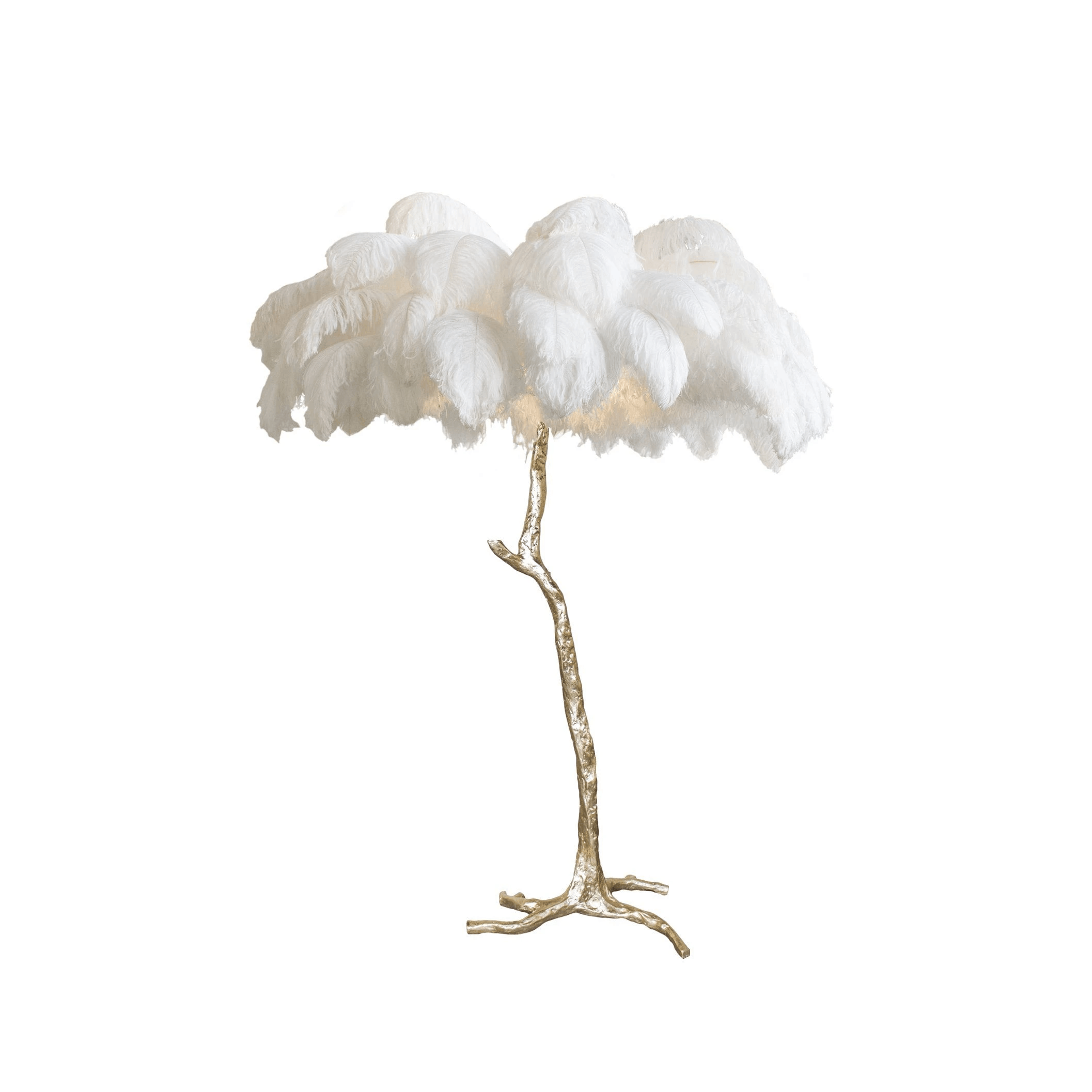 Ostrich Feather Brass Floor Lamp - Lumpaz