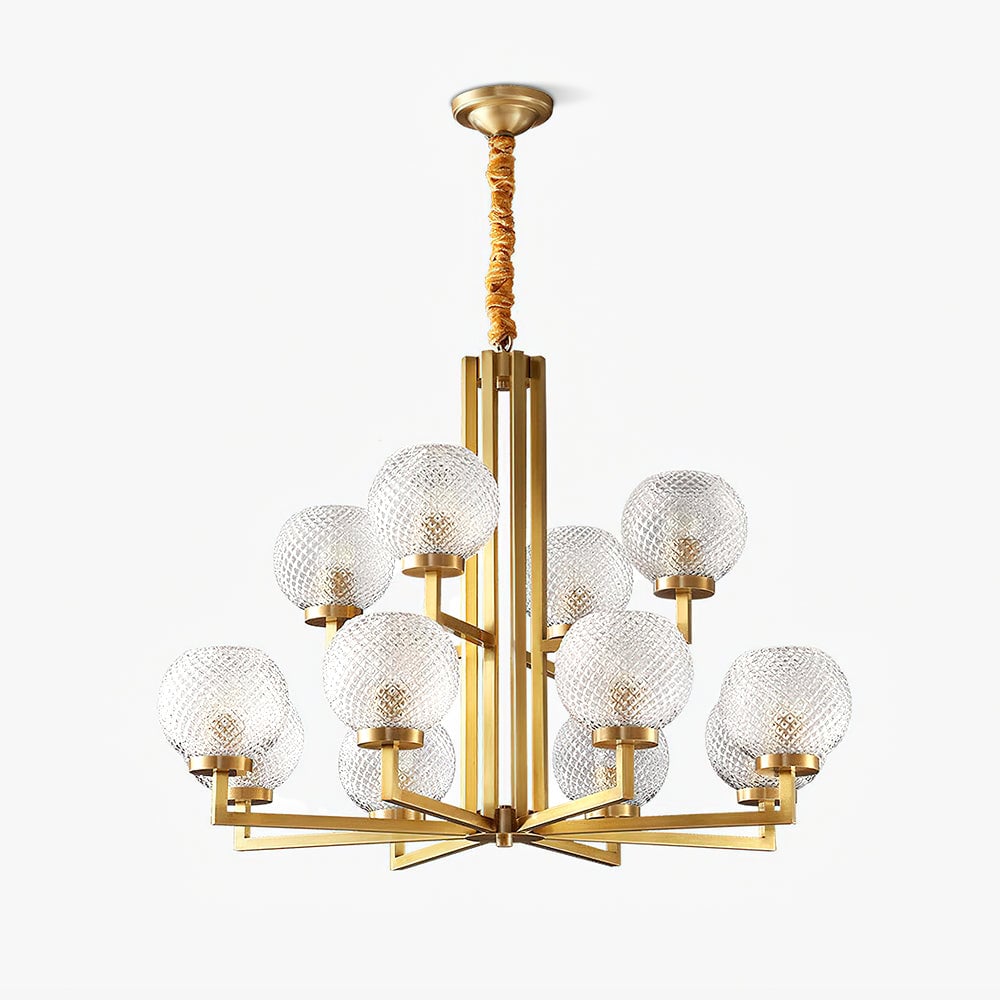 Ribbed Glass Brass Chandelier - Lumpaz