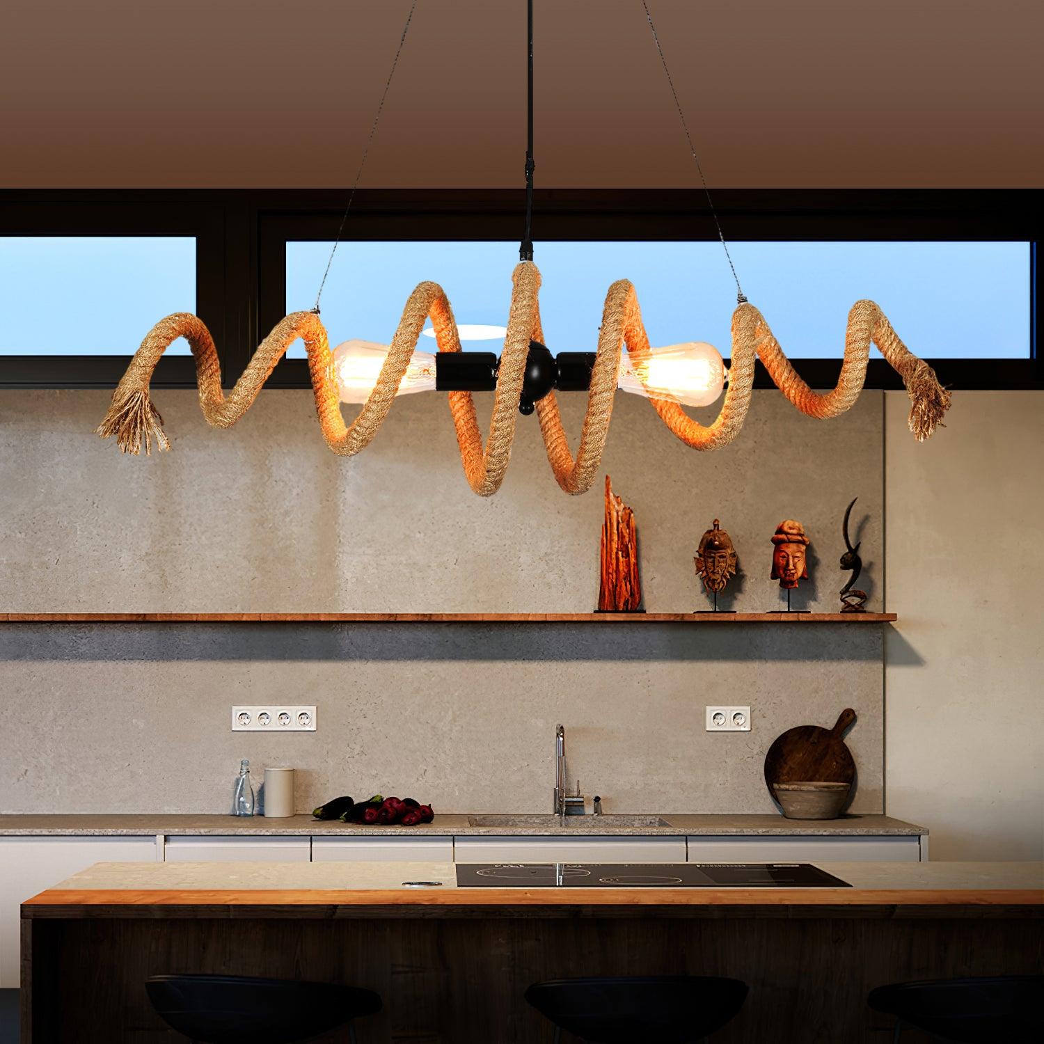Hemp Rope Industrial Spiral Chandelier - Lumpaz