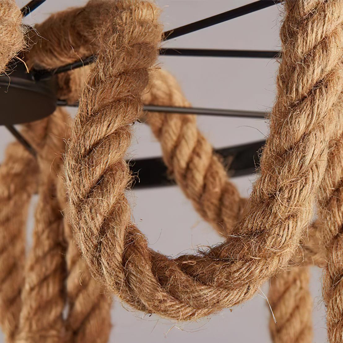 Hemp Rope Industrial Six Head Chandelier - Lumpaz