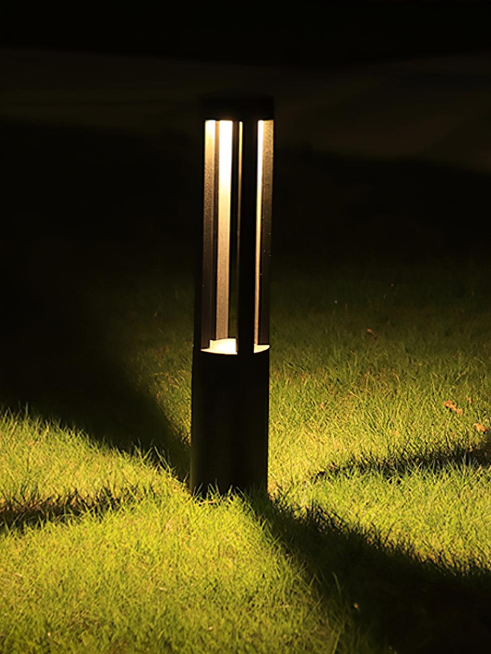Black Cylindrical Garden Outdoor Light with Solar Panel - Lumpaz