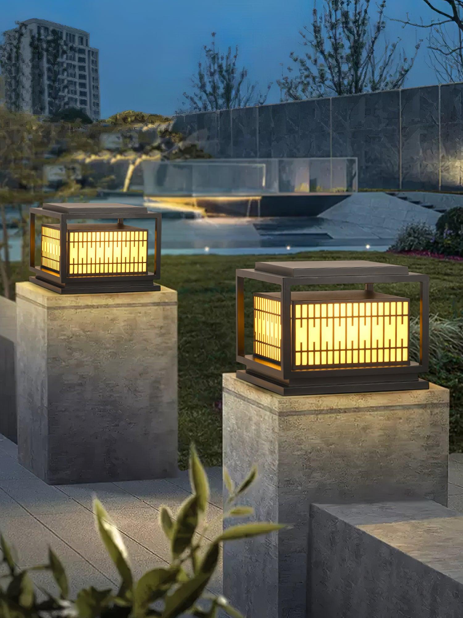 Window Grille Outdoor Post Light - Lumpaz