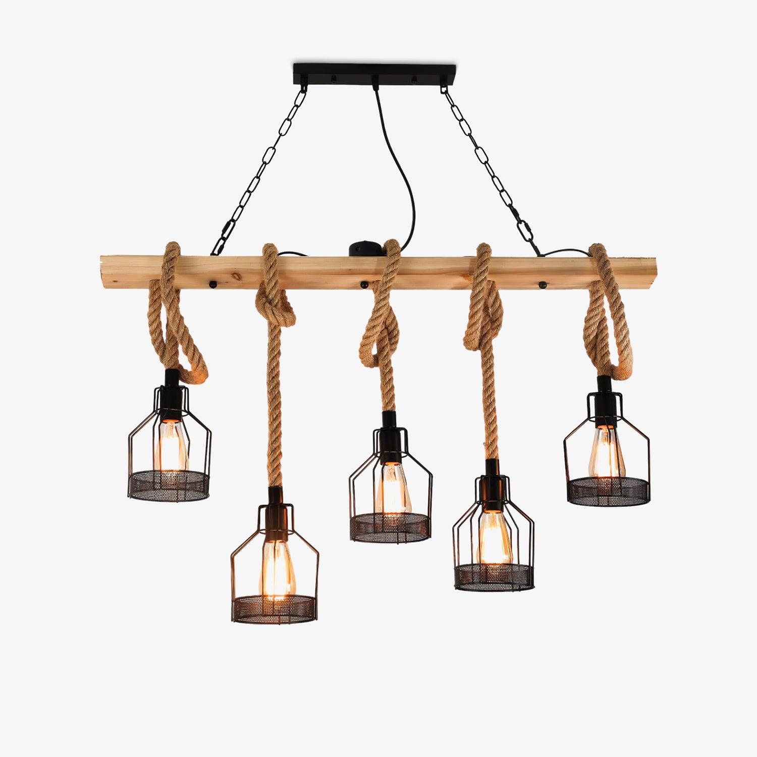 Hemp Rope Industrial Grenade Chandelier - Lumpaz